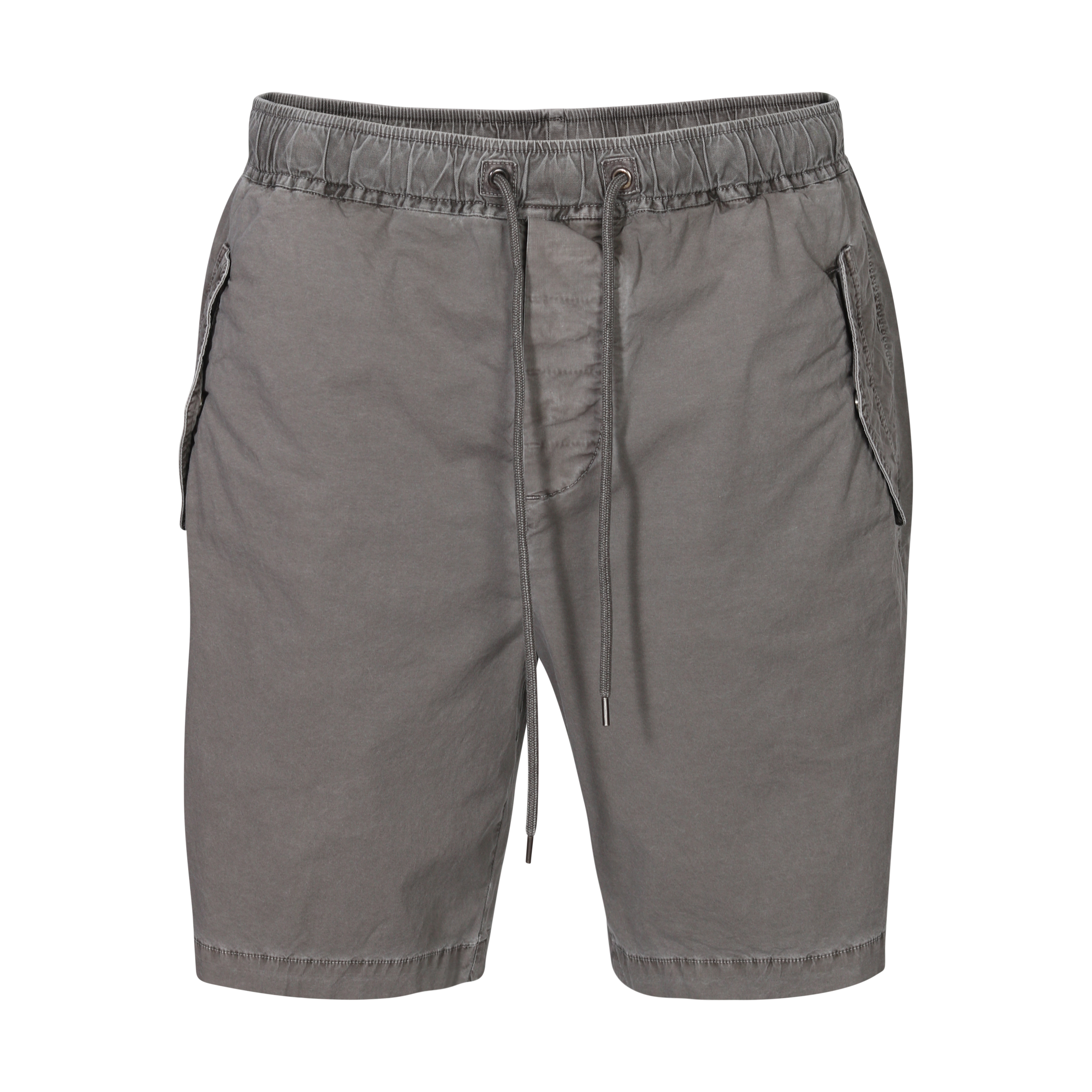 JAMES PERSE Relaxed Stretch Poplin Shorts in Washed Olive JAMES PERSE Relaxed Stretch Poplin Shorts in Washed Olive