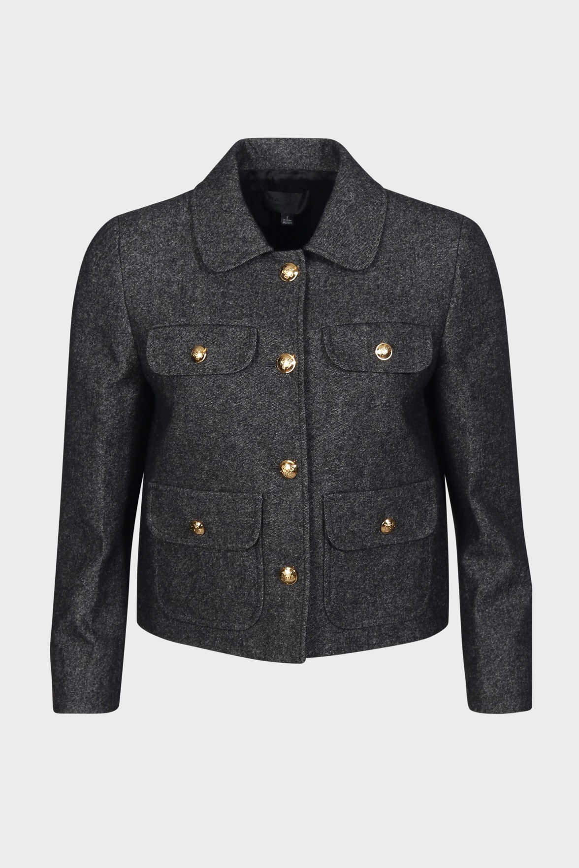 NILI LOTAN Wool Jacket in Graphite Donegal