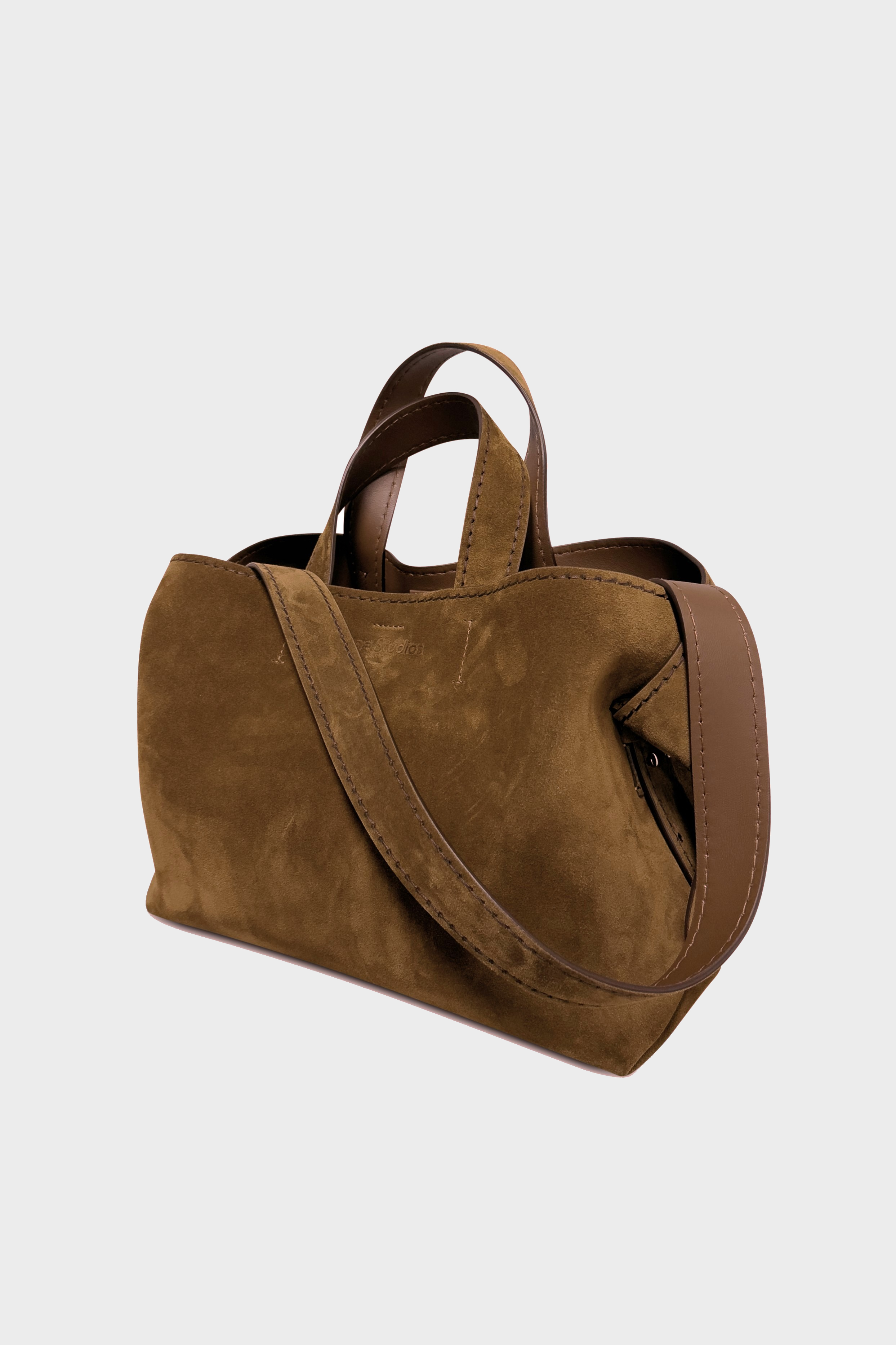 ACNE STUDIOS Musubi Tote Bag in Suede Cognac Brown