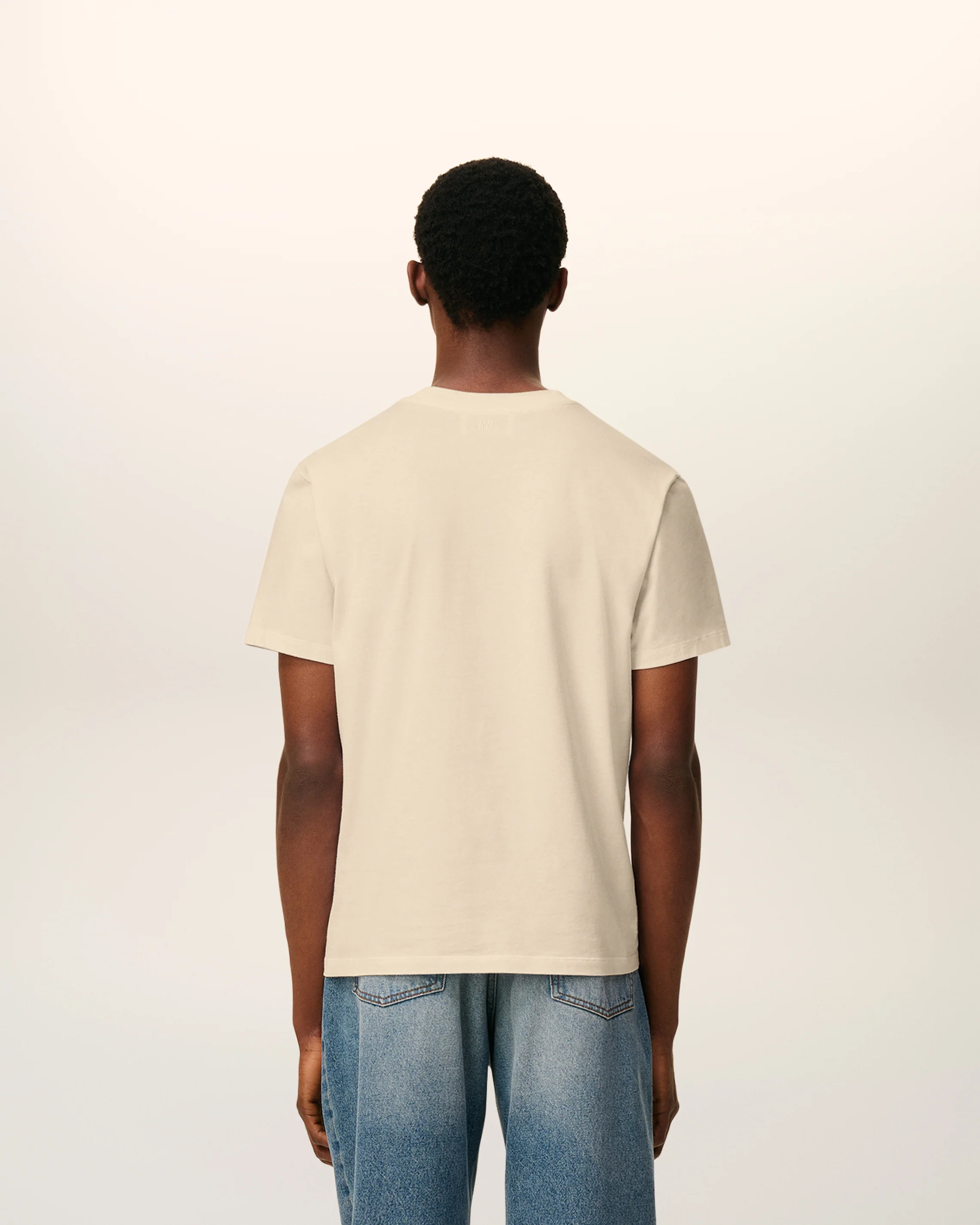 AMI PARIS de Coeur Logo T-Shirt in White Coffee/Black Logo