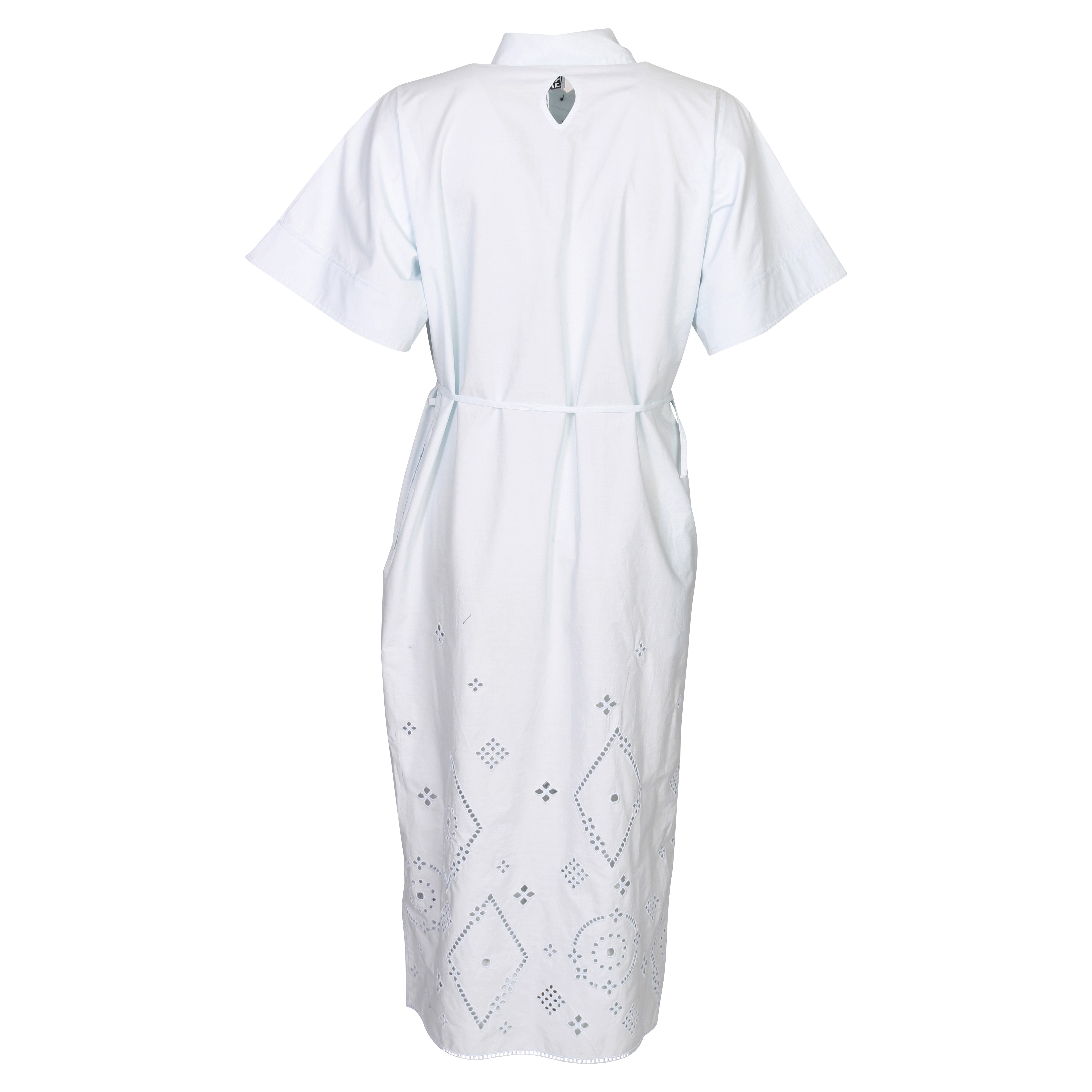 Ganni Broderie Anglaise Midi Shirt Dress in Illusion Blue 38