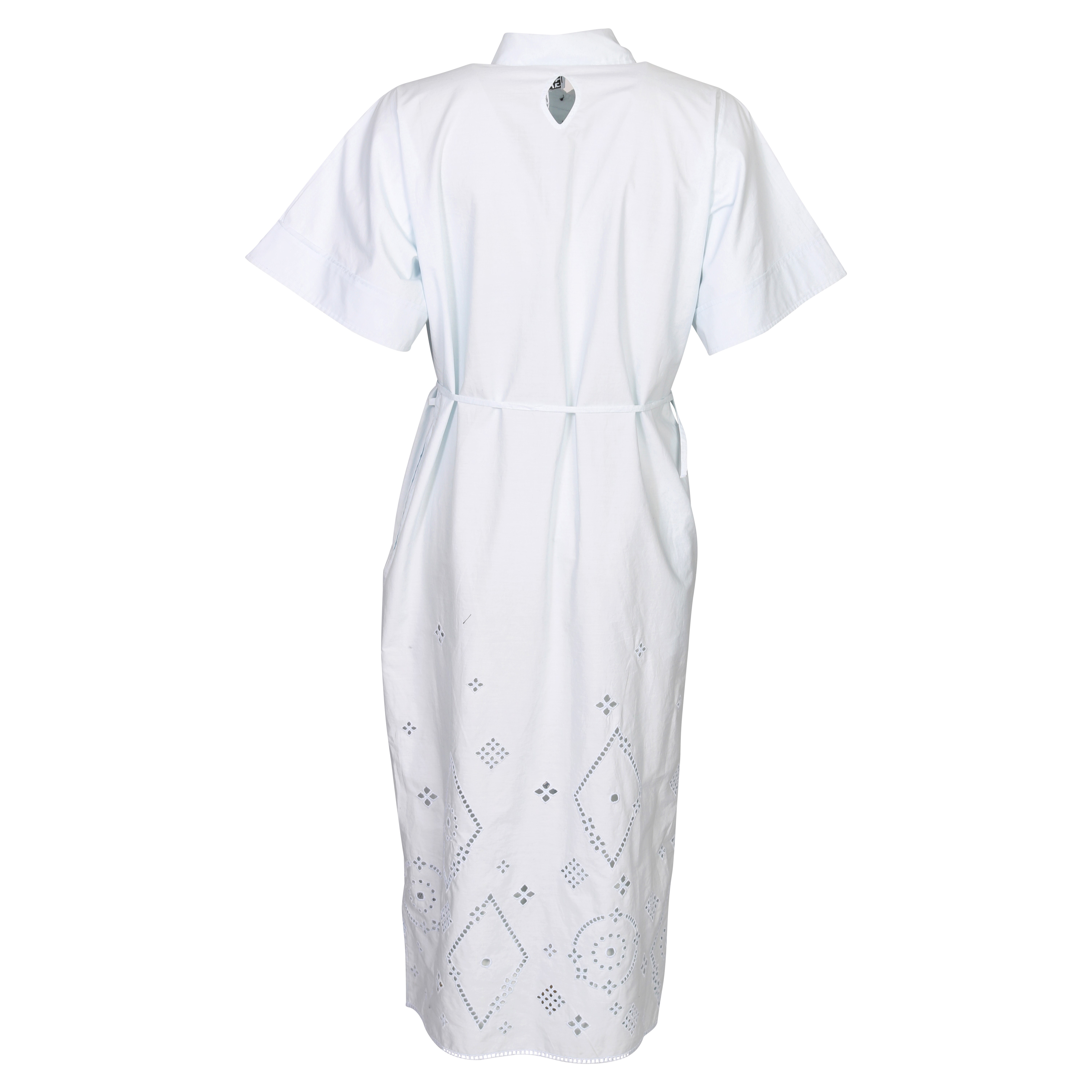 Ganni Broderie Anglaise Midi Shirt Dress in Illusion Blue 40