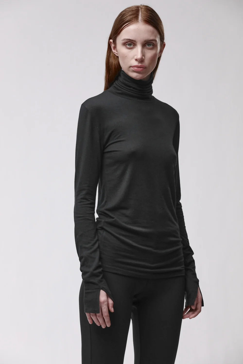 THOM KROM Soft Stretch Turtleneck in Black