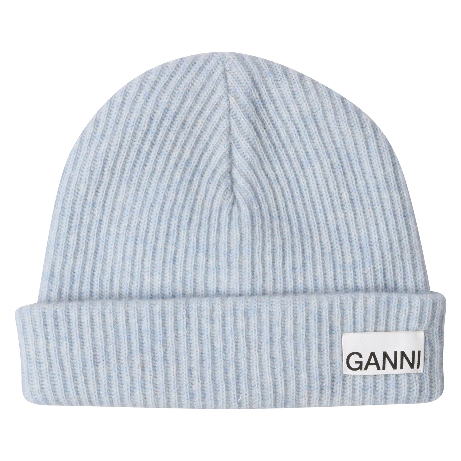 Ganni Recycled Wool Knit Hat Light Blue Melange