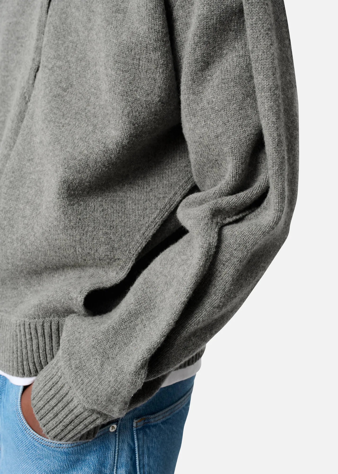 AXEL ARIGATO Stitch Panelled Knit Sweater in Grey Melange