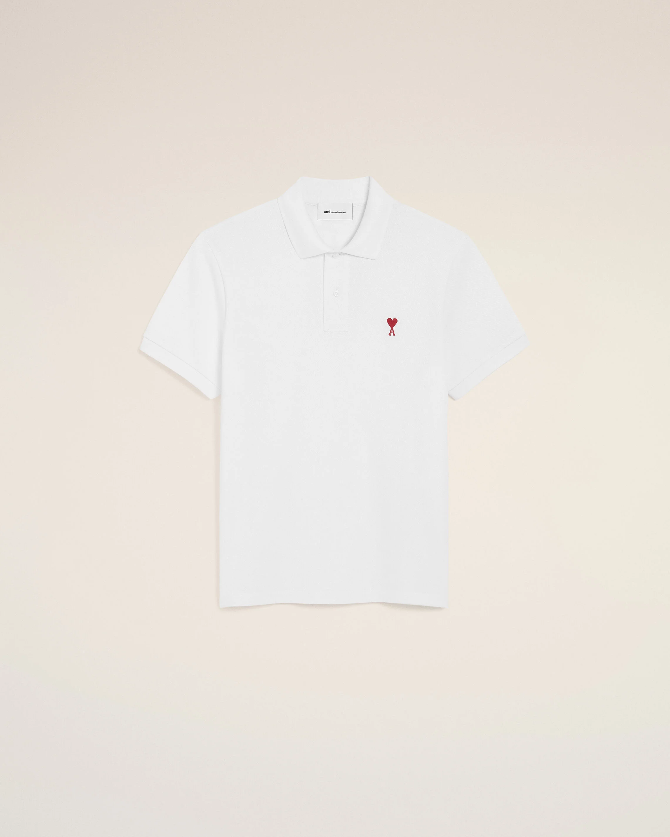 AMI PARIS de Coeur Polo Shirt in White/Red Logo