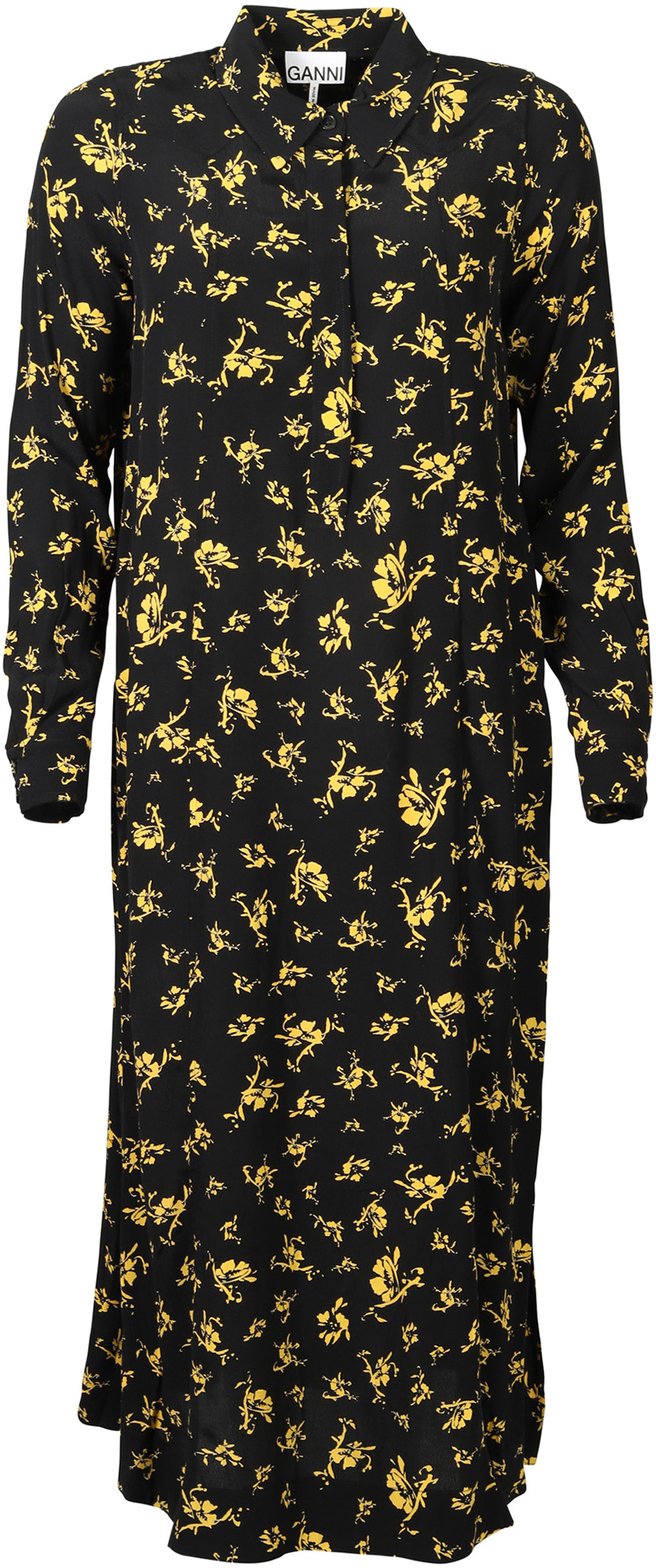 Ganni Printed Shirt Dress Black/Yellow