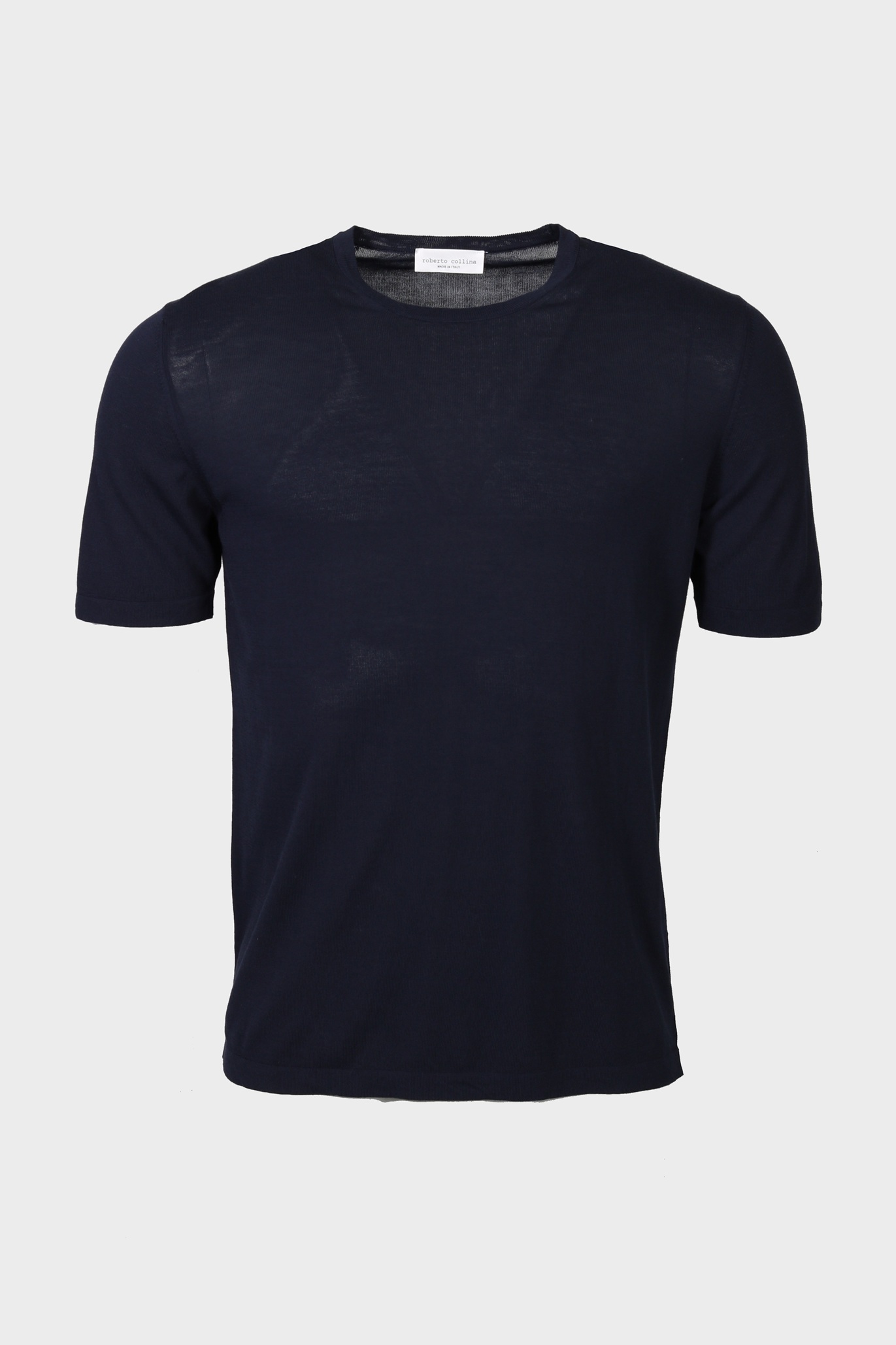 ROBERTO COLLINA Light Cotton Knit T-Shirt in Navy