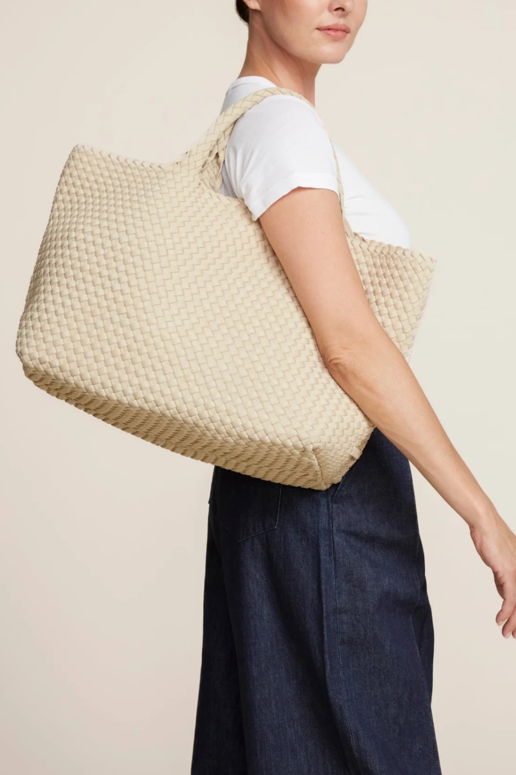 NAGHEDI Handwoven Large Tote St. Barth in Ecru
