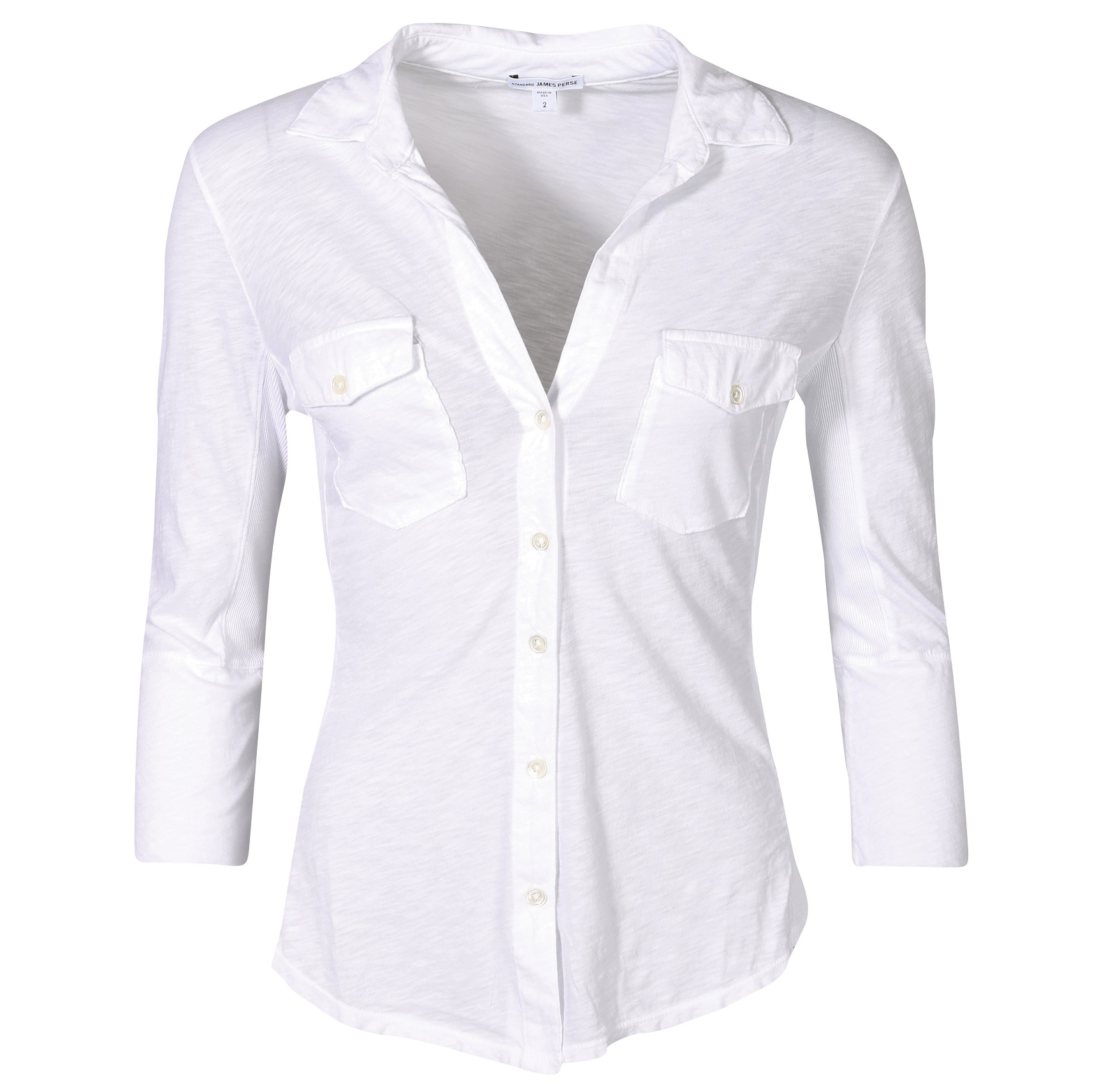 JAMES PERSE Contrast Panel Shirt in White 3/L