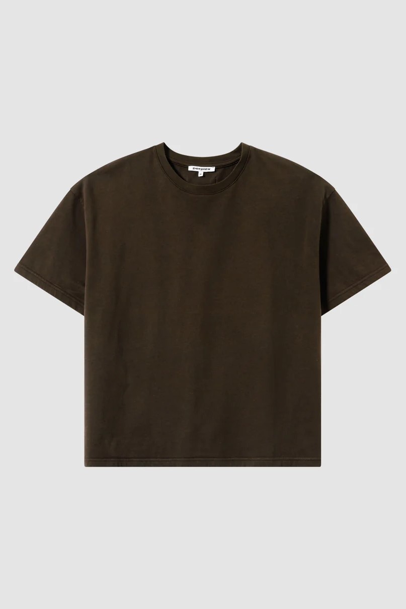 PERPLEX Cropped Boxy Fit T-Shirt in Brown