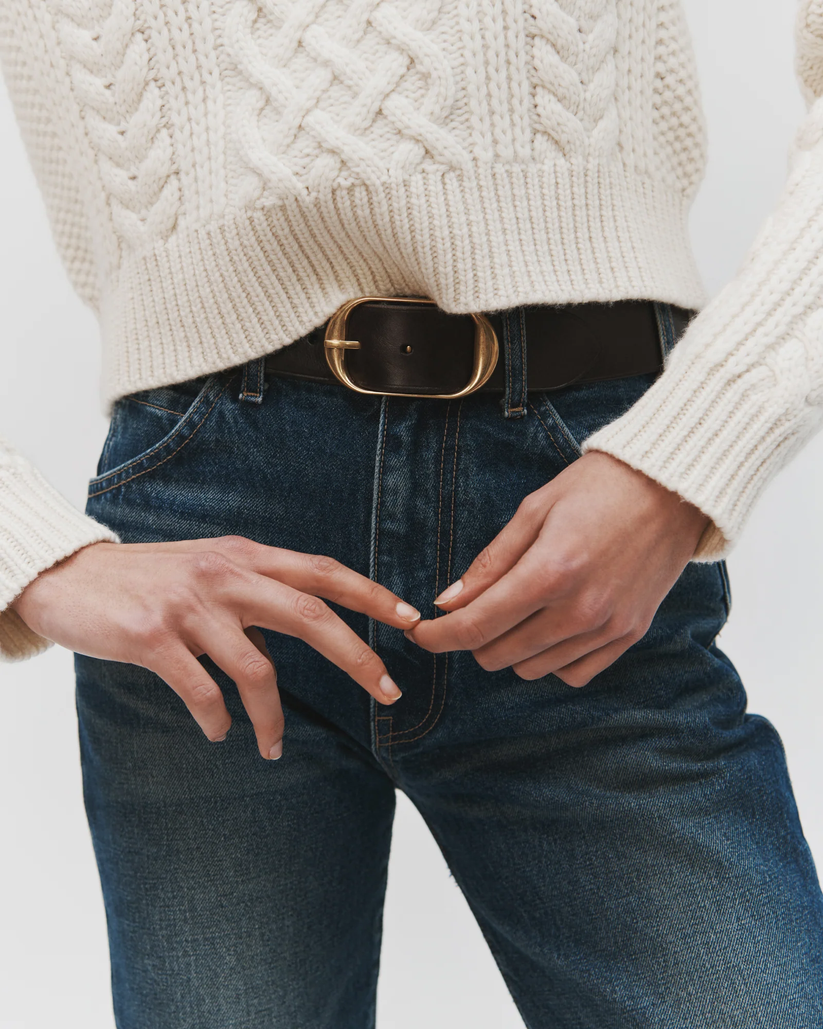NILI LOTAN Nili Belt in Dark Brown/Antique Brass 95
