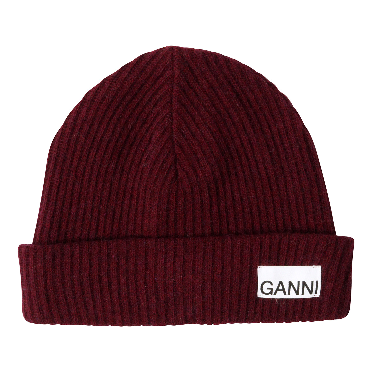 Ganni Recycled Wool Knit Hat Bordeaux