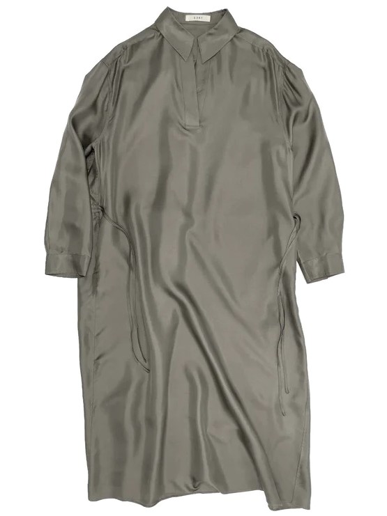 6397 Gathered Polo Silk Dress in Slate Grey