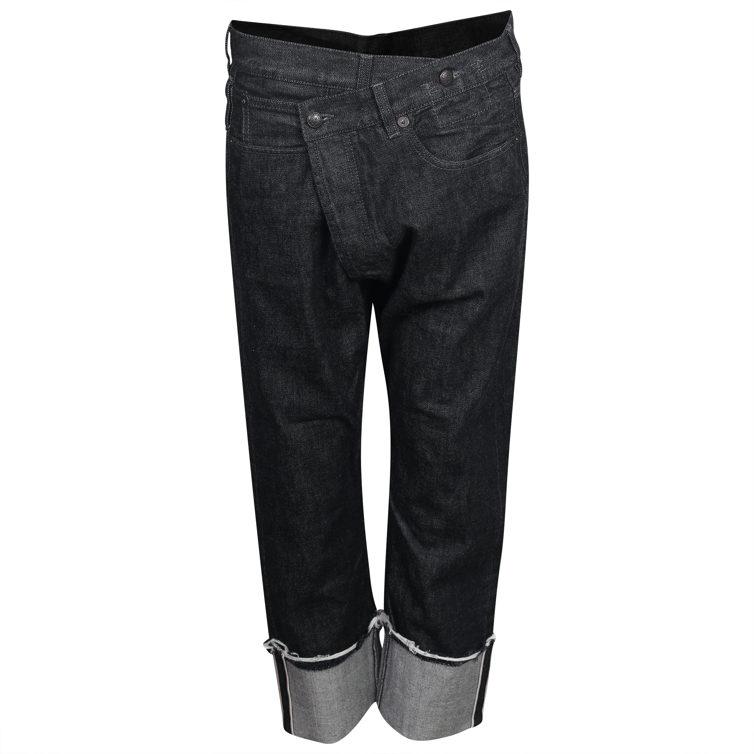 R13 Cross Over Jeans with Cuff in Black 30