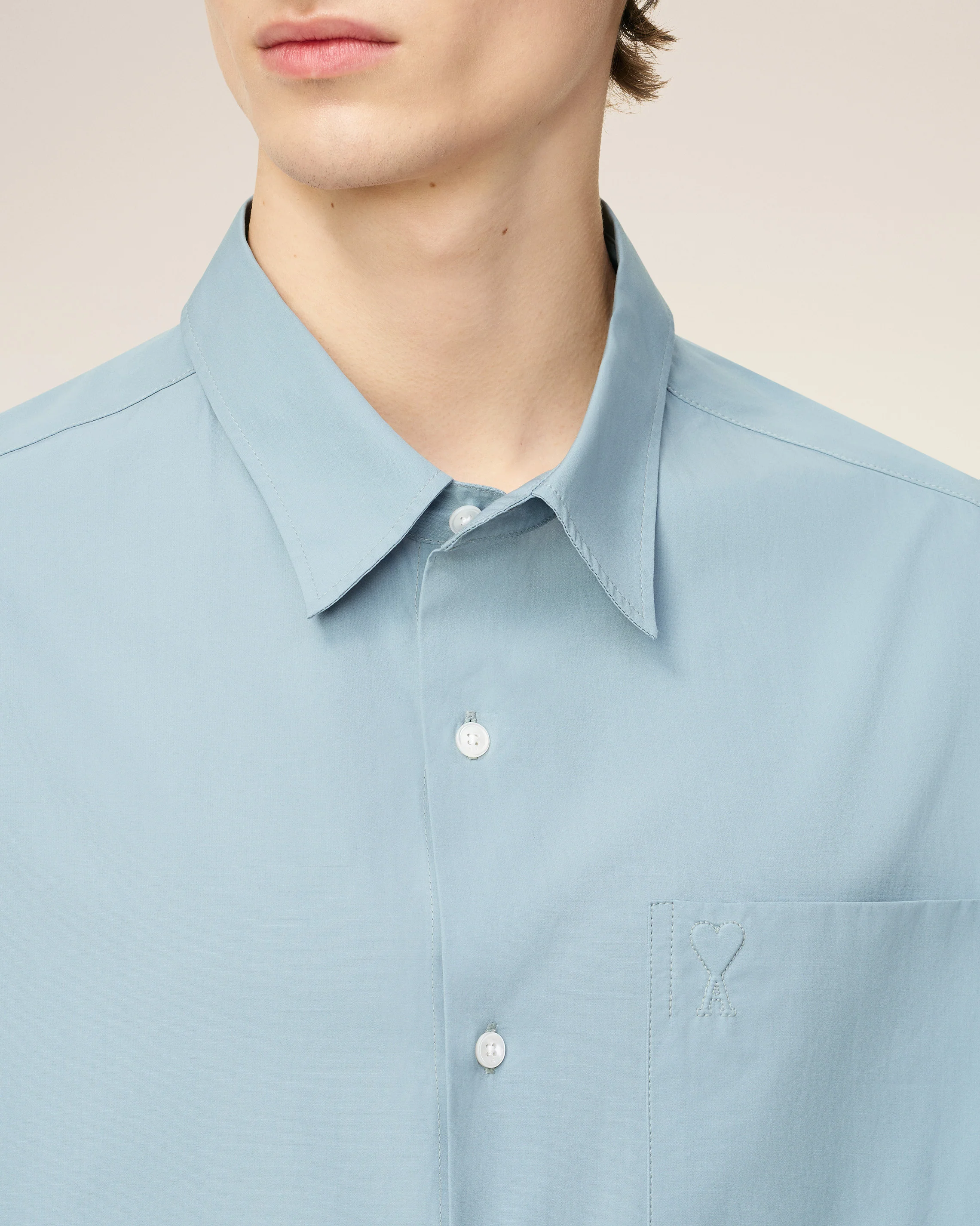 AMI PARIS de Coeur Embossed Boxy Shirt in Sky