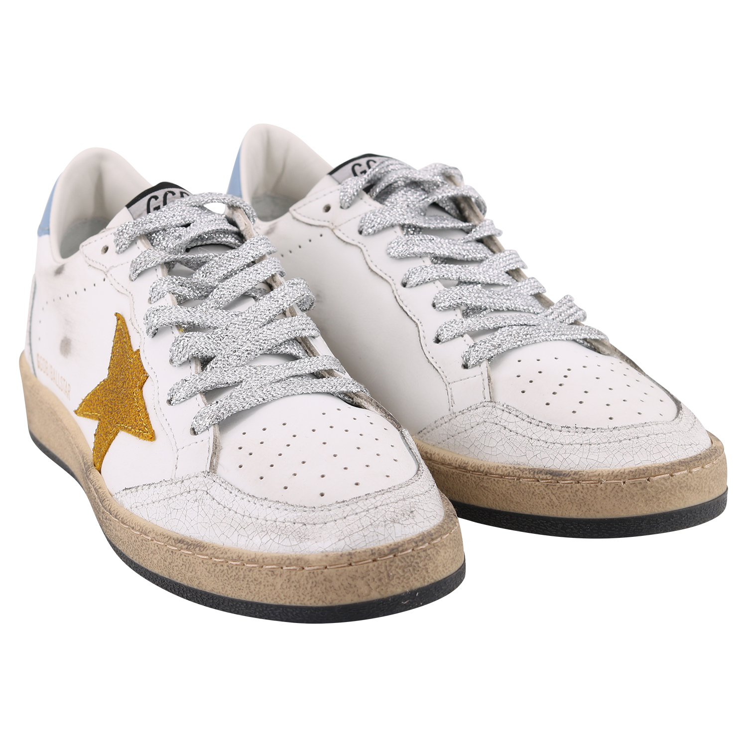 Golden Goose Sneaker Ballstar Yellow Suede Star/Light Blue Heel