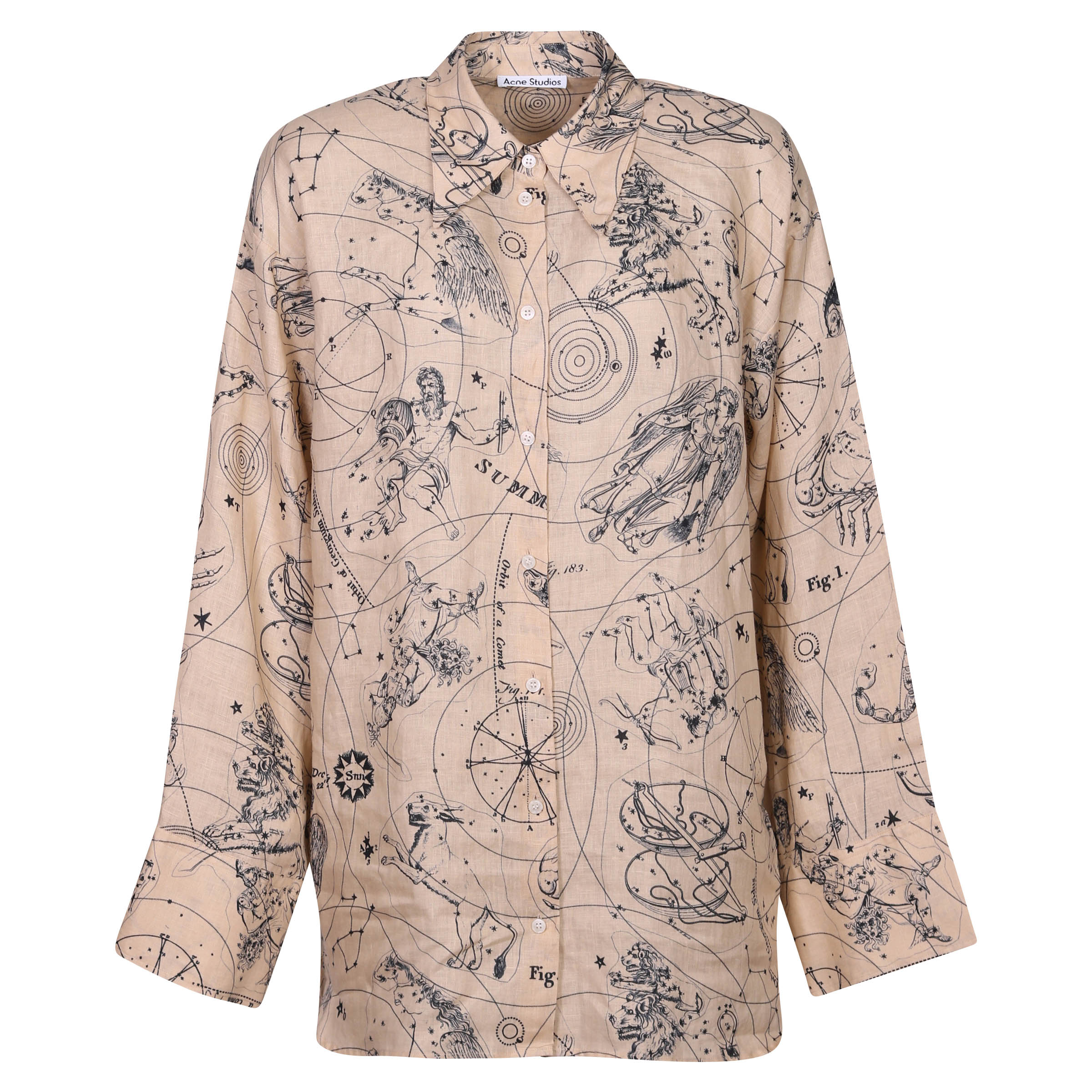 Acne Studios Shirt Stassy Linen Beige Printed