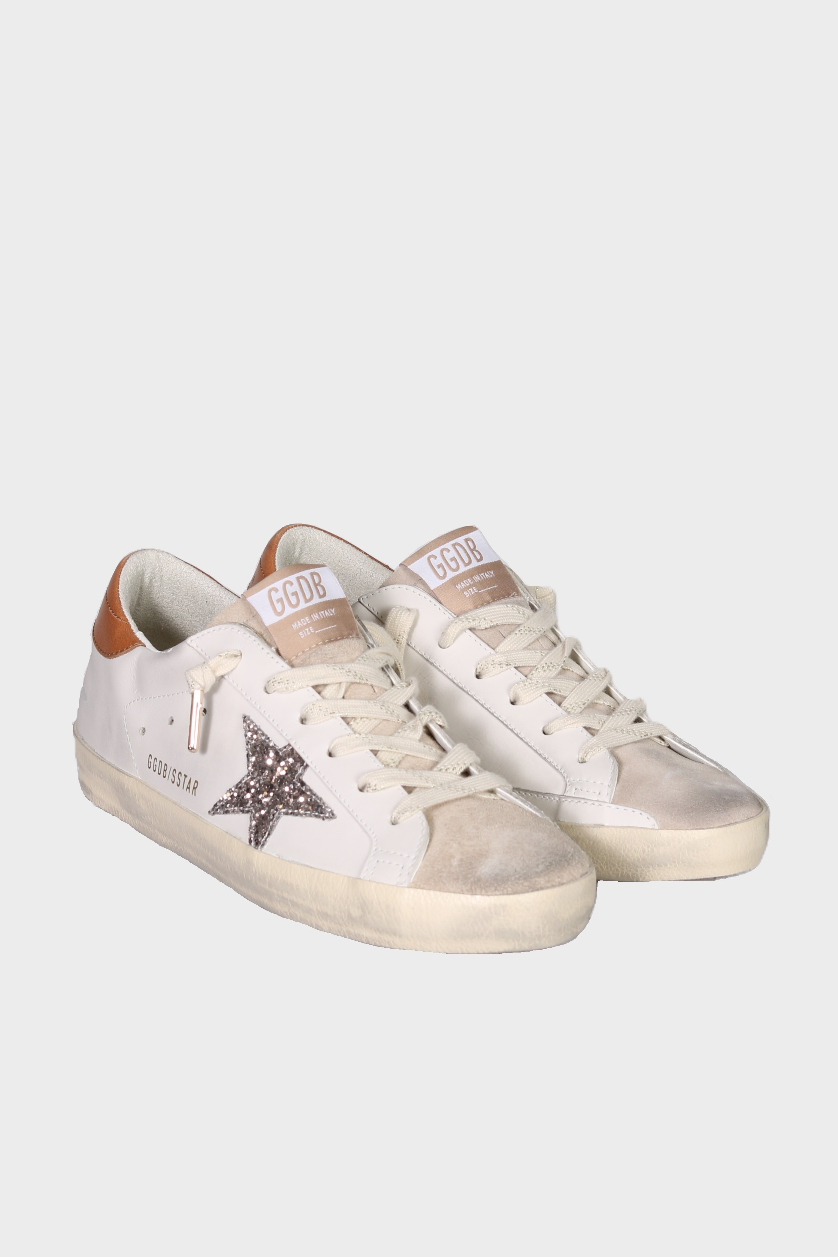 GOLDEN GOOSE Super Star in White/Beige/Cognac