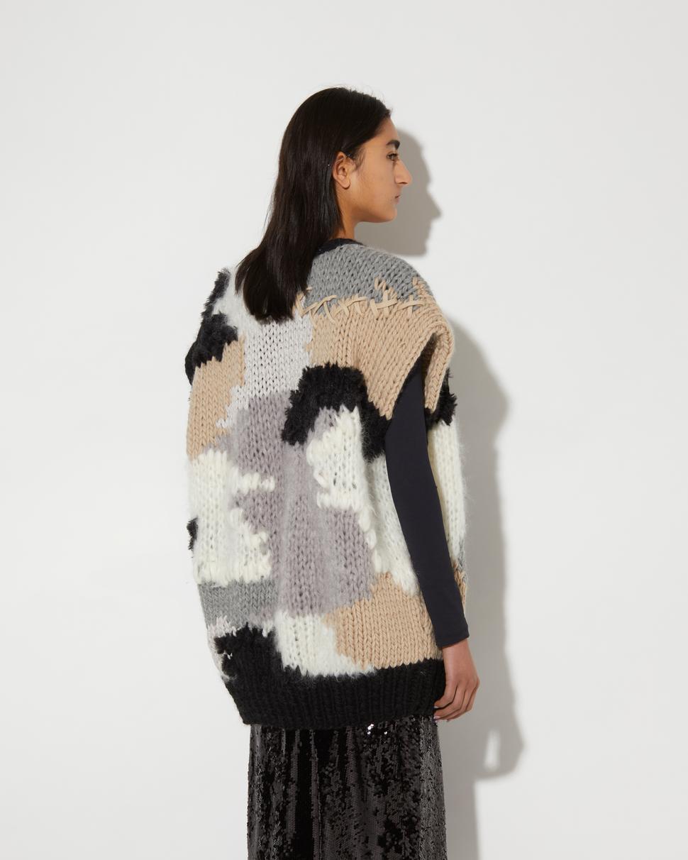 MAIAMI Camouflage Knit Vest in Monochrome M/L