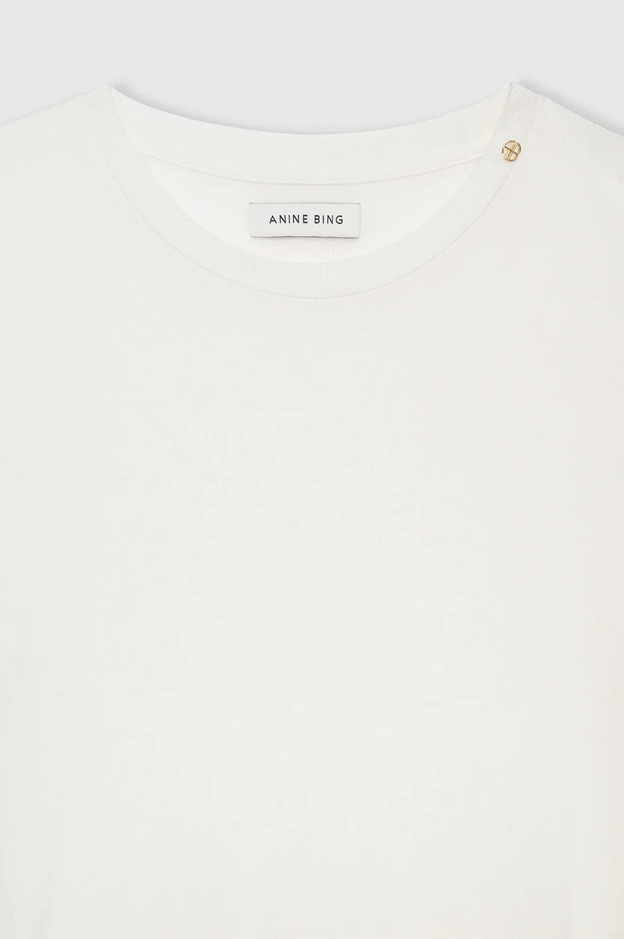 ANINE BING Amani Cashmere Blend Tee in Off White XS