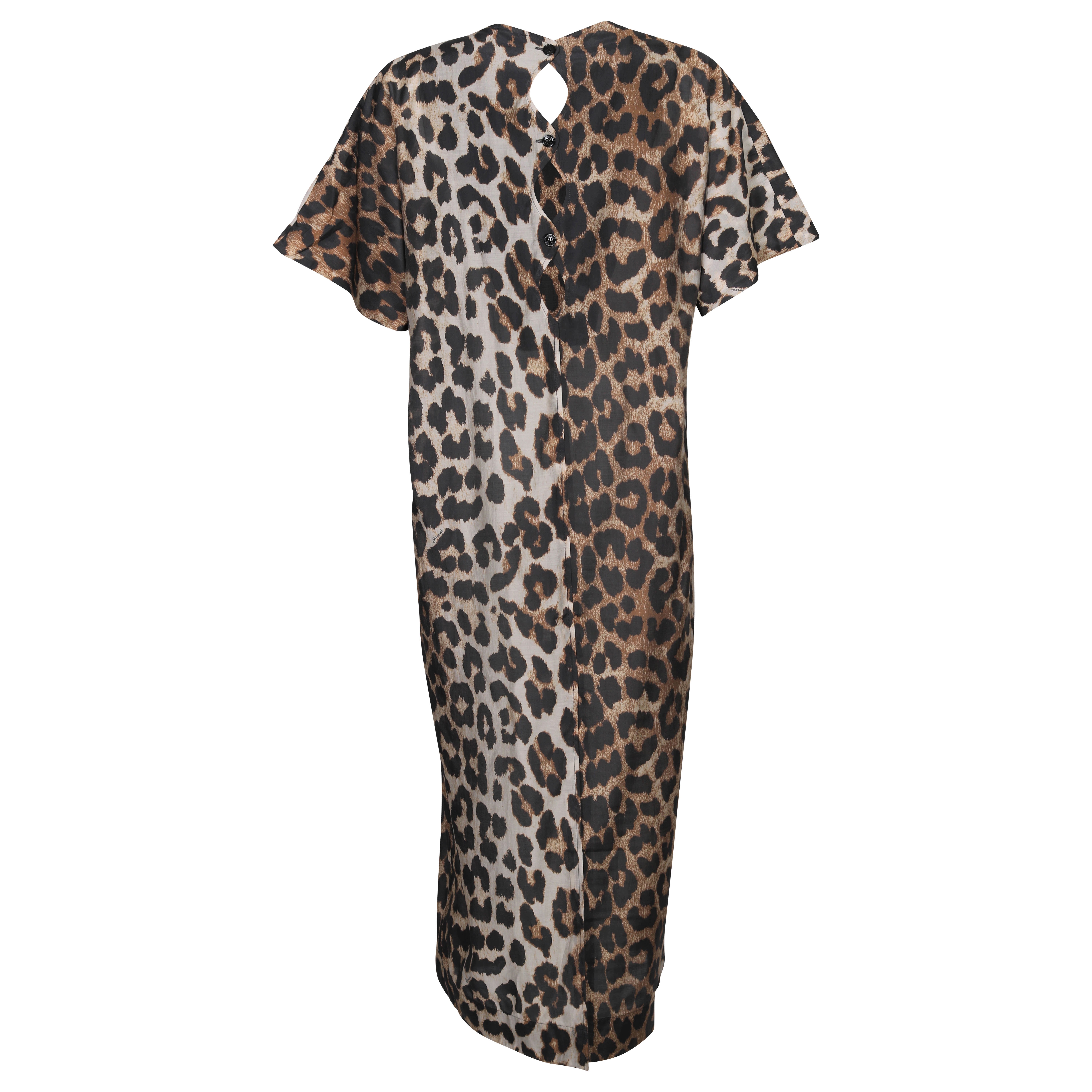 Ganni Sheer Voile Long Dress in Leopard 34