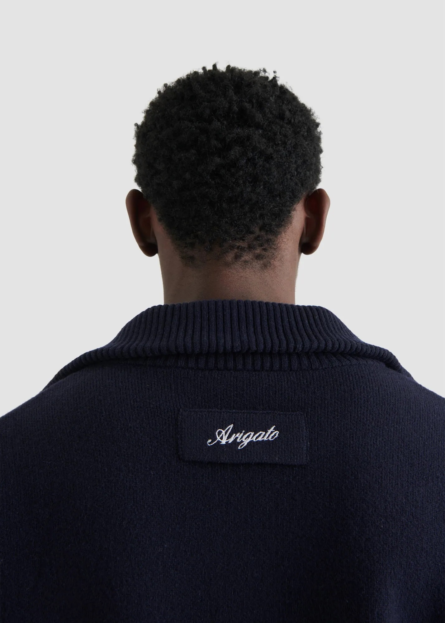 AXEL ARIGATO Heavy Knit Zip Jacket in Navy