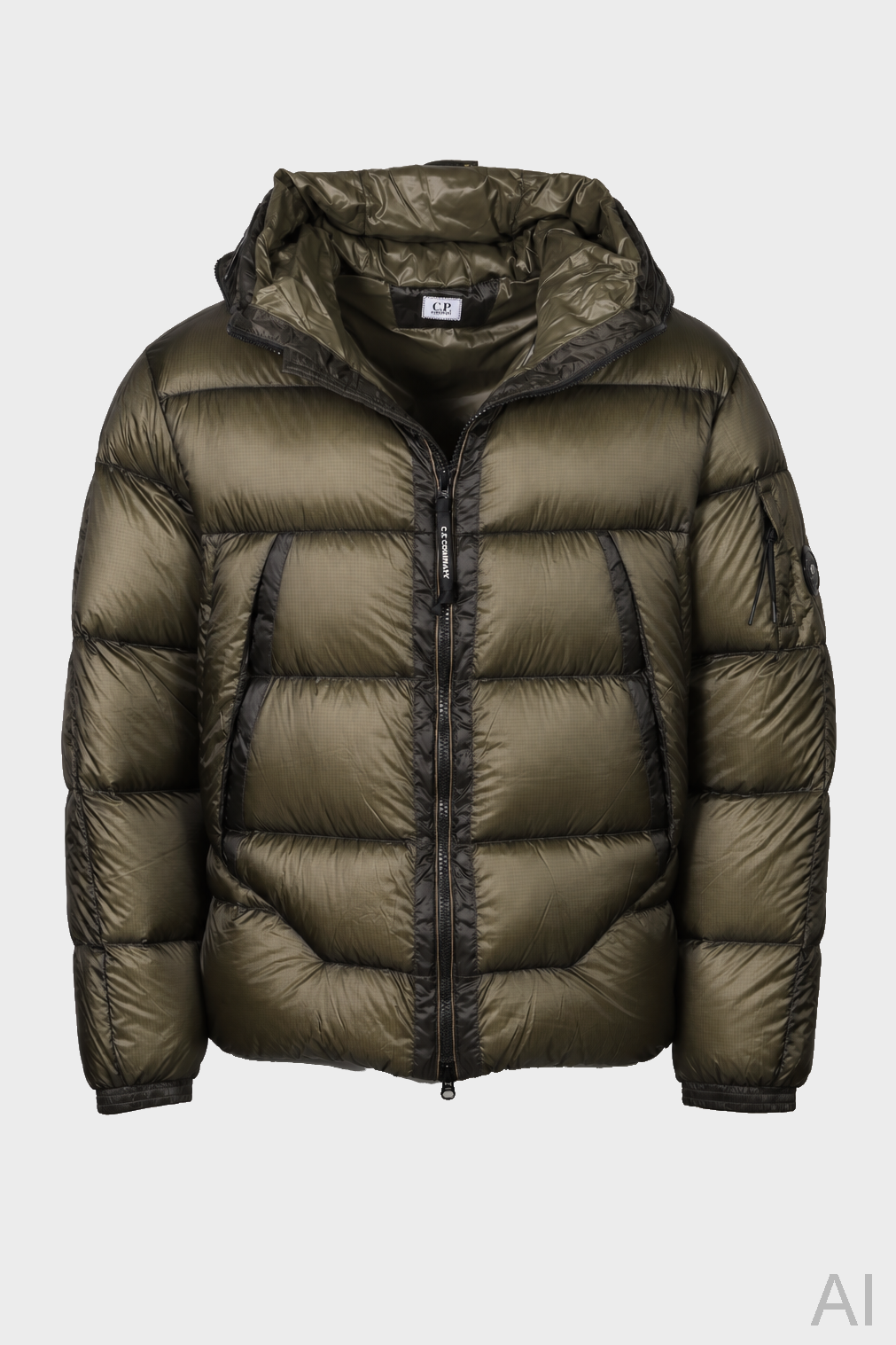 C.P. COMPANY D.D. Shell Goggle Down Jacket in Ivy Green