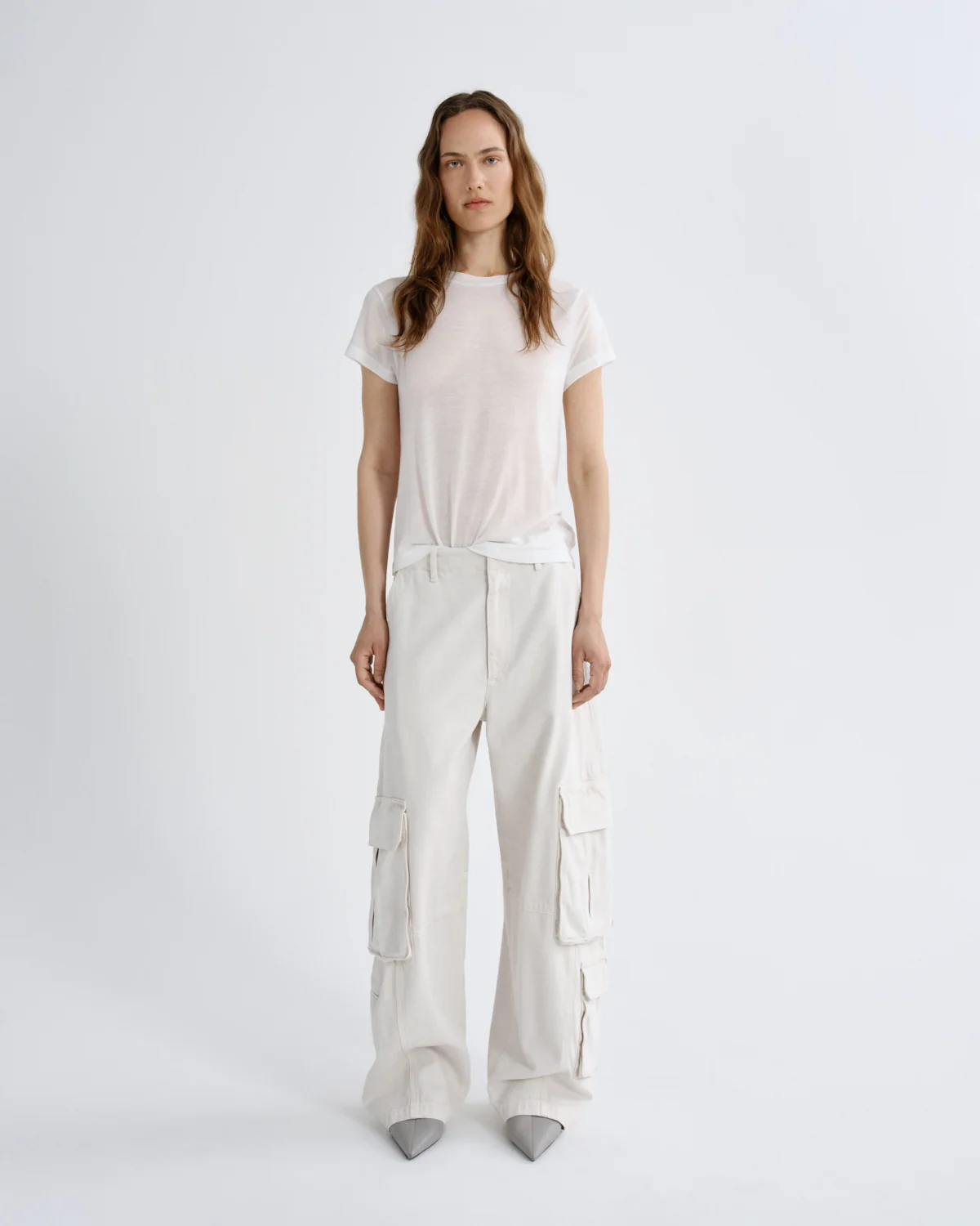 AGOLDE Adine Tencel Tee in Offwhite