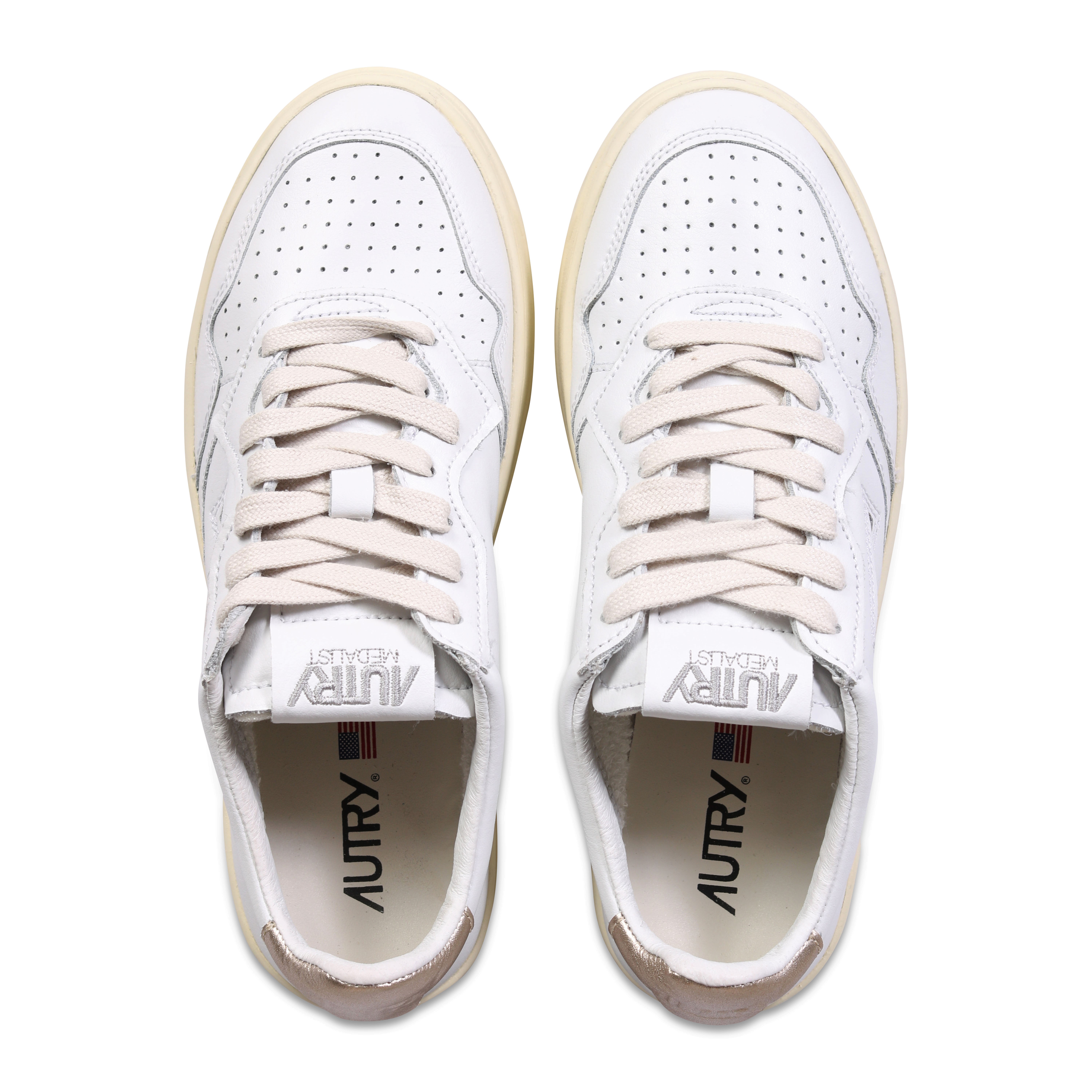 Autry Action Shoes in White/Gold