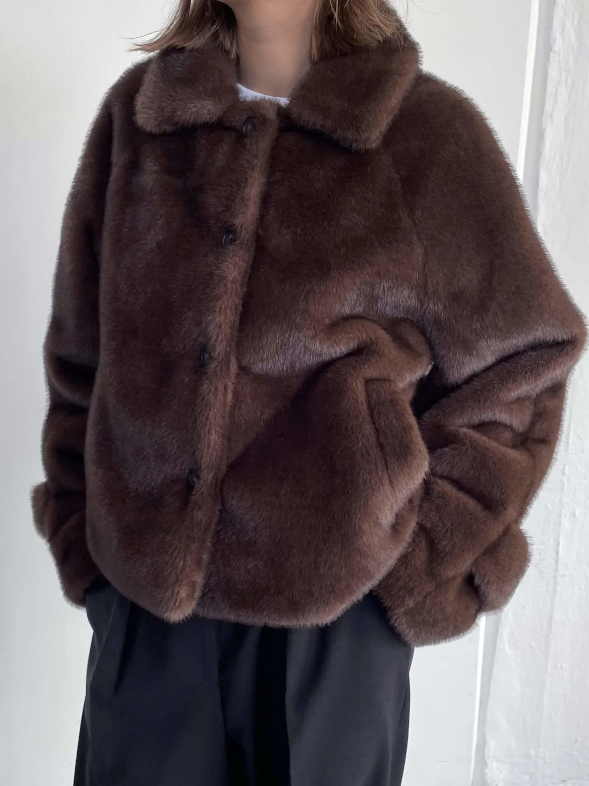 MEOTINE. Fake Fur Jacket in Brown