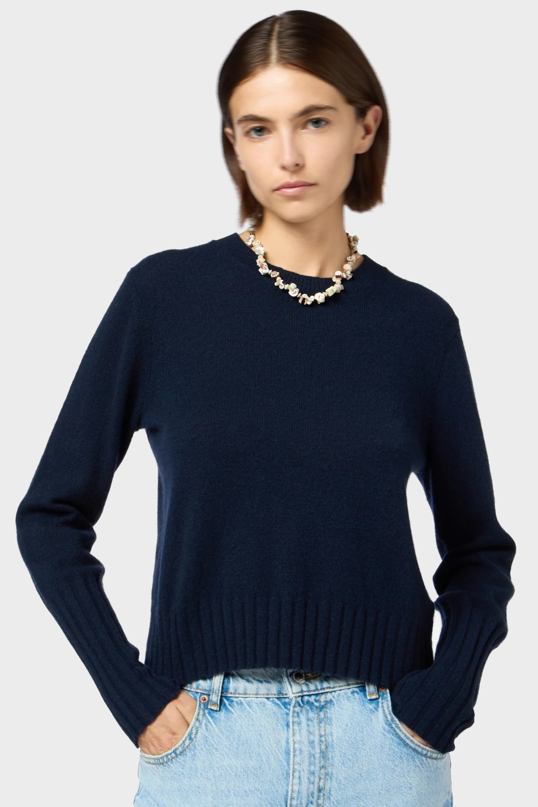 GUEST IN RESIDENCE Shrunken Crewneck Sweater in Midnight L