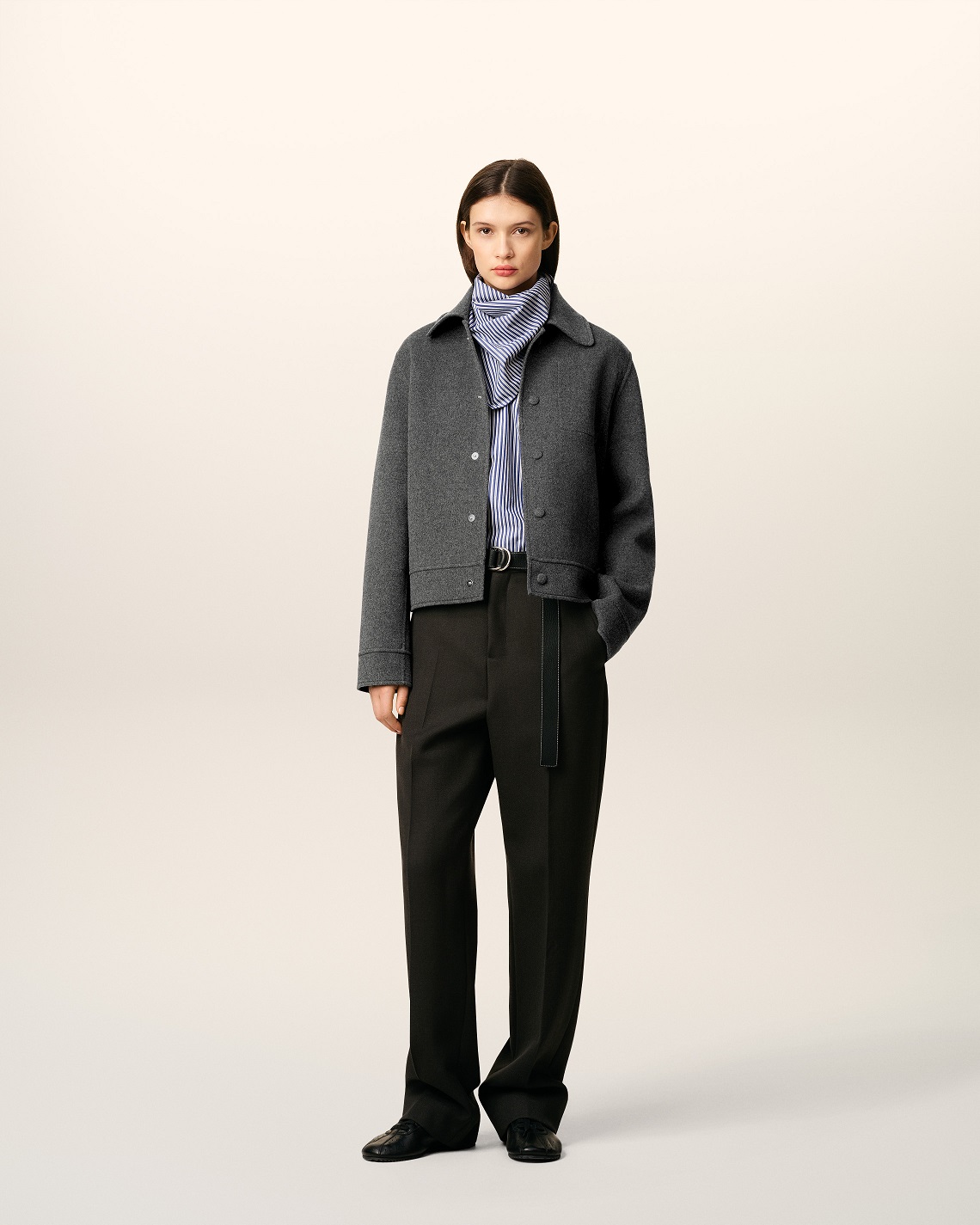 AMI PARIS de Coeur Boxy Fit Wool Jacket in Heather Grey