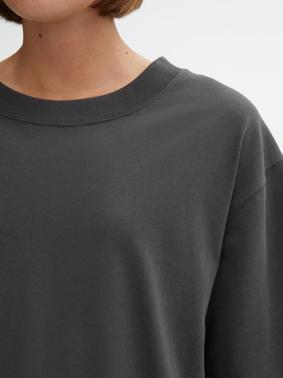 DAGMAR Oversized Cotton Tee in Washed Black