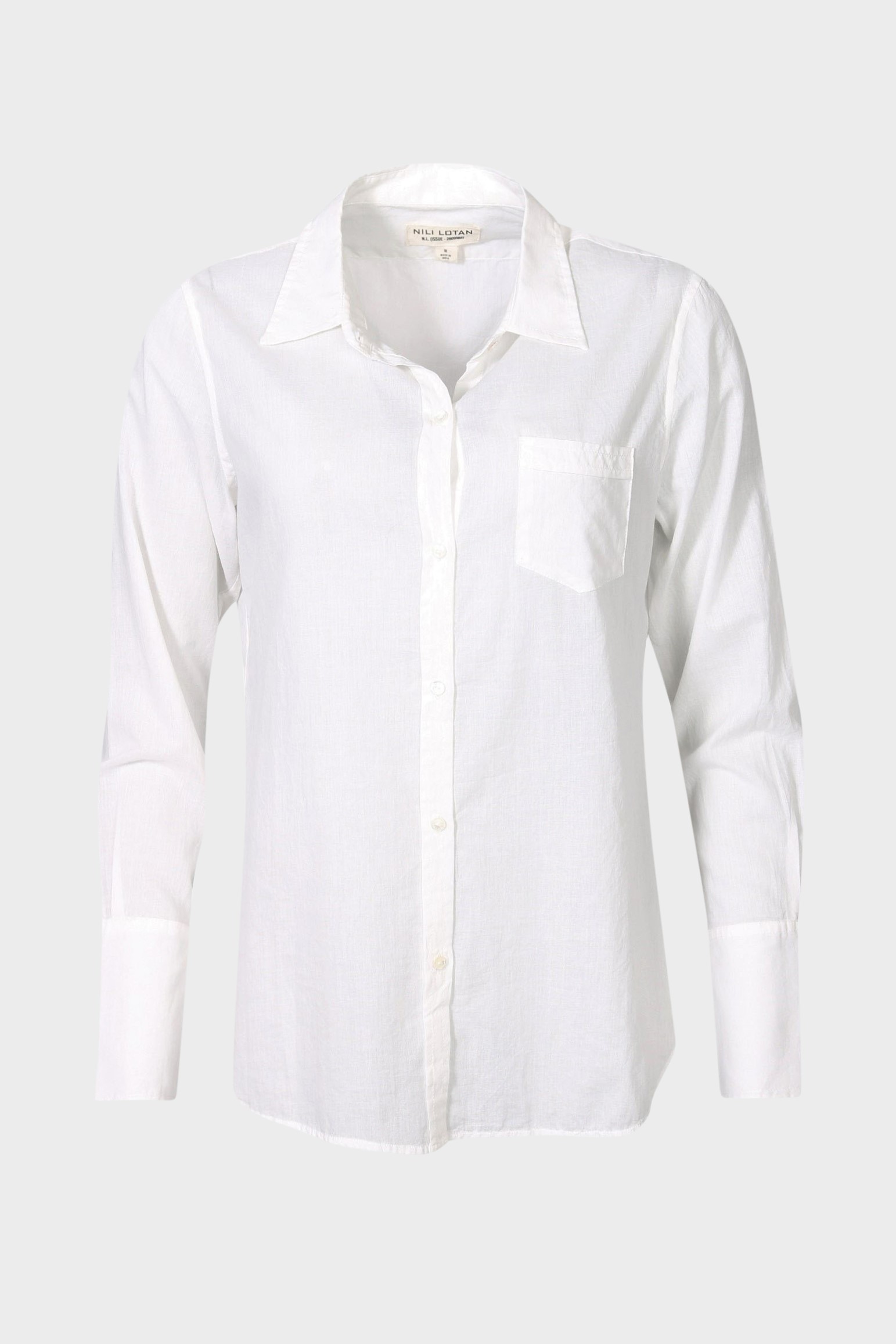 NILI LOTAN Cotton Voile NL Shirt in Ivory XL