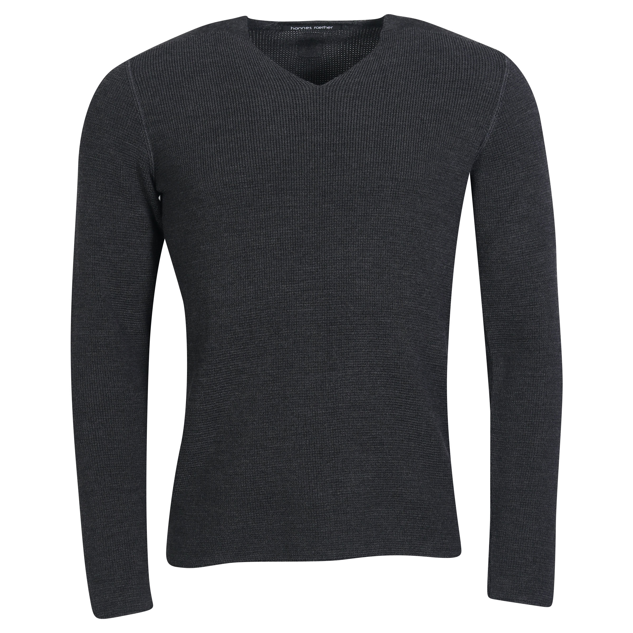 Hannes Roether Knit V-Neck Sweater in Dark Grey