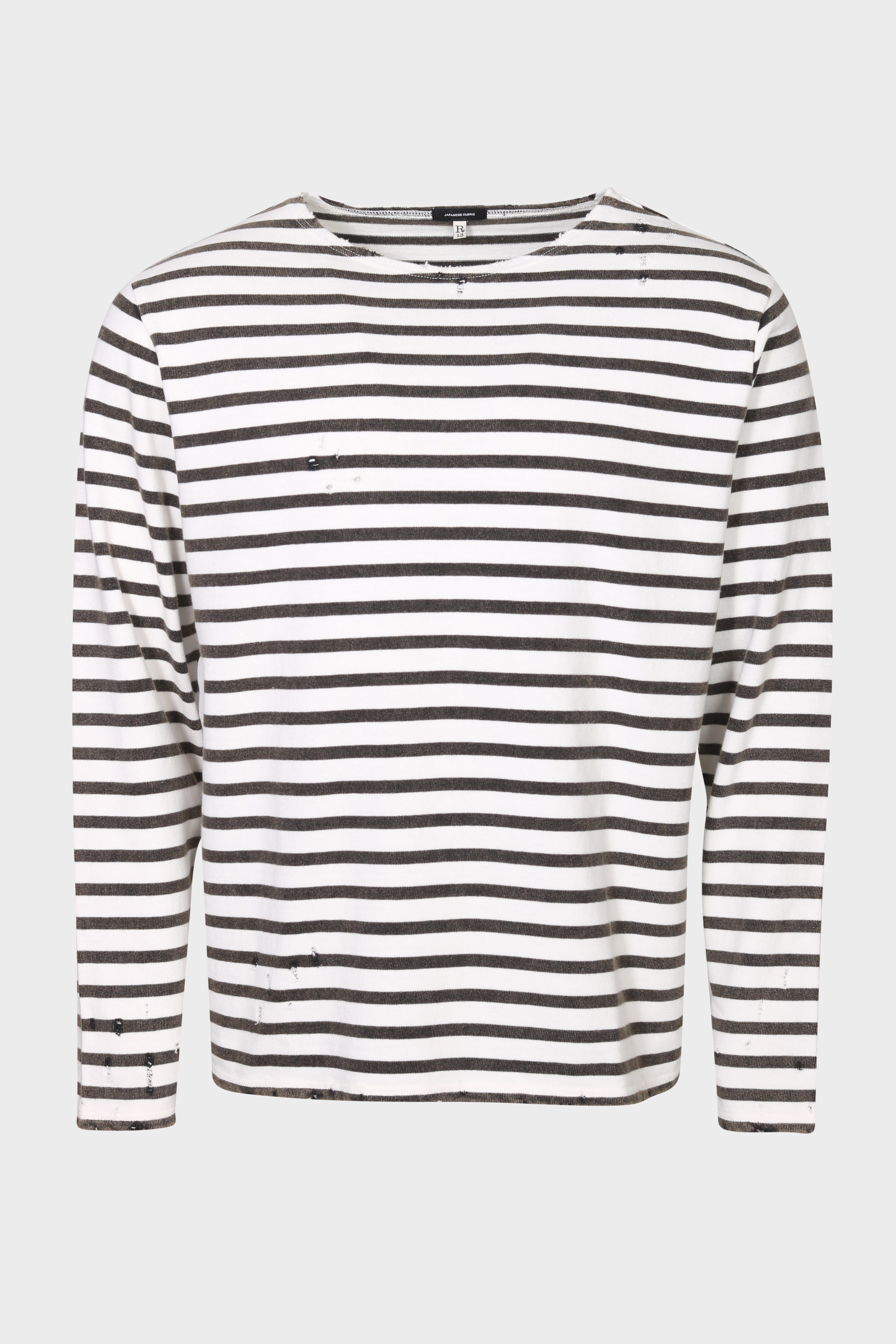 R13 Breton Sweater in Black/Ecru Stripe M