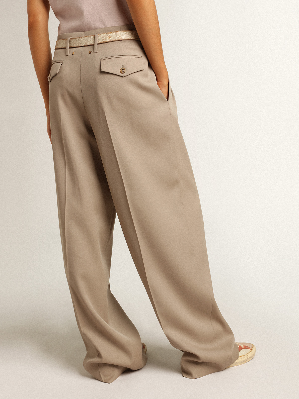 Golden Goose Wide Leg Pant Flavia in Roasted Cashew