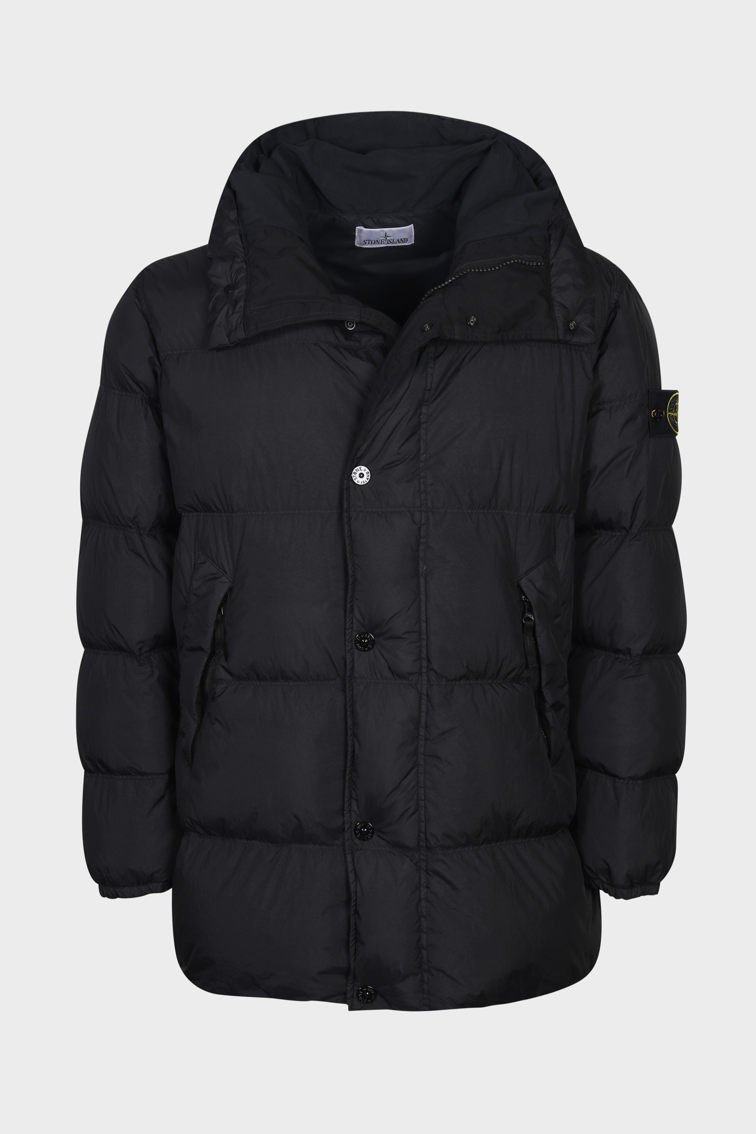 STONE ISLAND Garment Dyed Crinkle Reps Down Parka in Black
