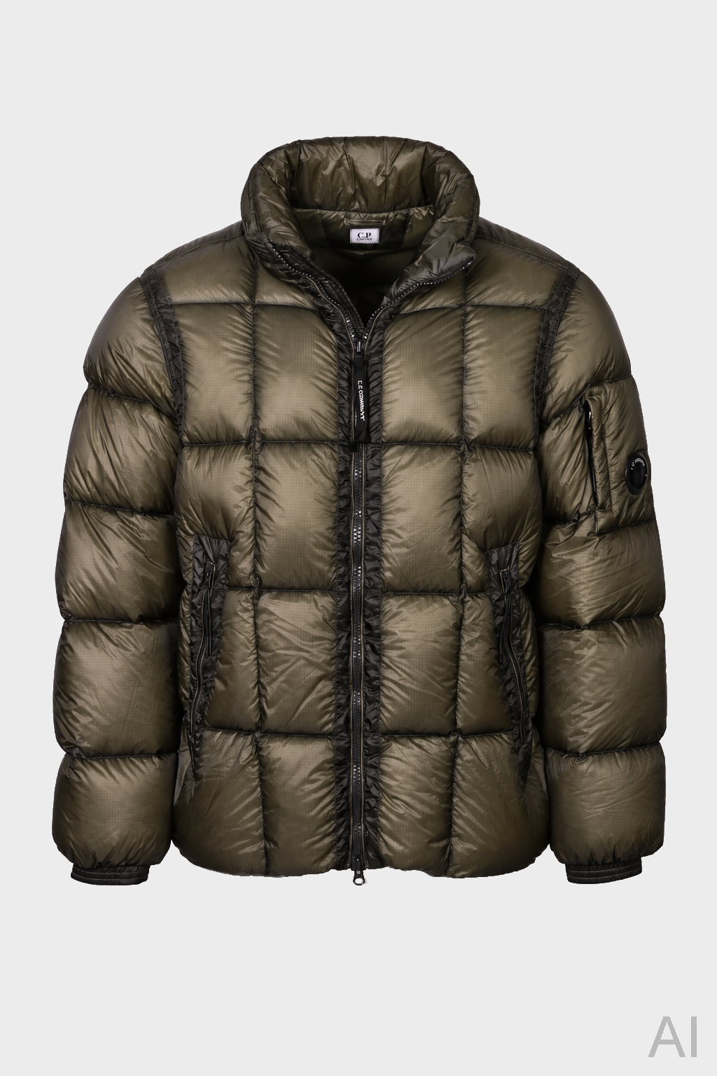 C.P. COMPANY D.D. Shell Lens Hooded Down Jacket in Ivy Green