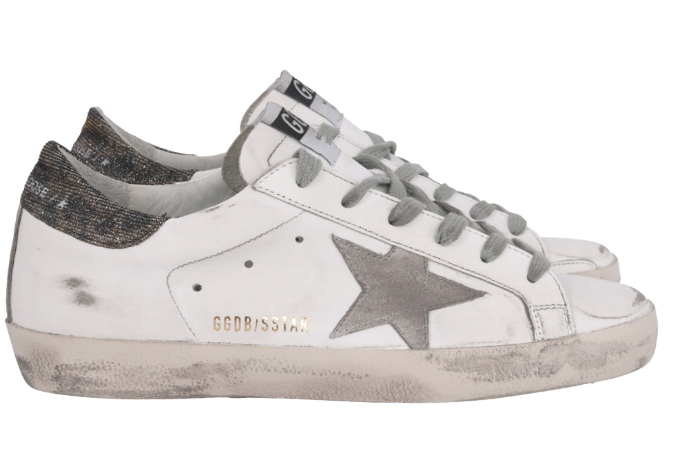 Golden Goose Sneaker Superstar Leather Upper Suede Star Lurex Heel