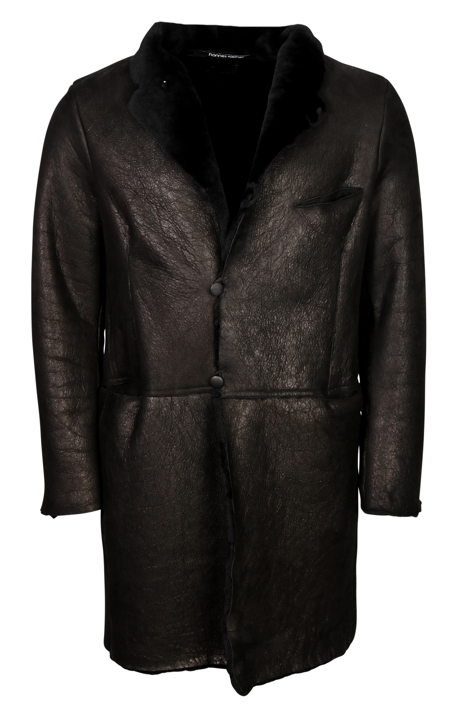 Hannes Roether Shearling Coat Black