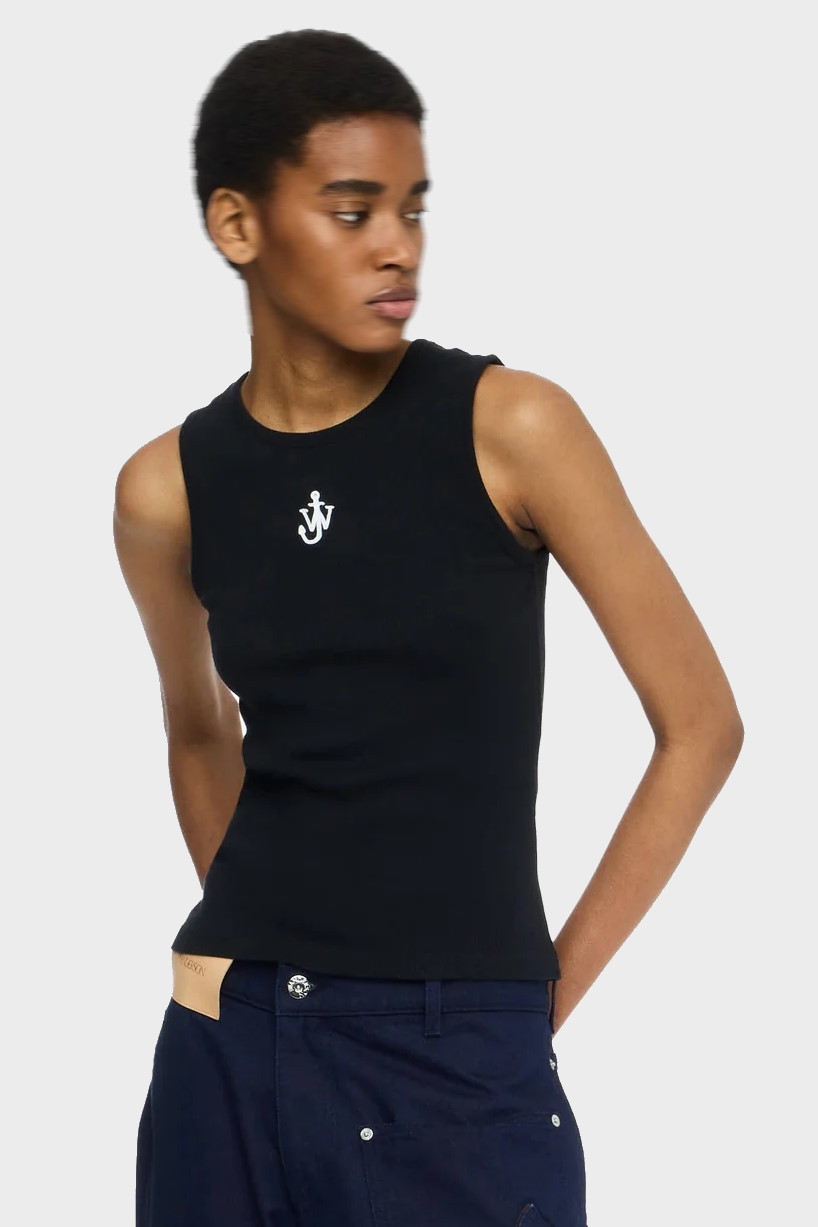 JW ANDERSON Anchor Embroidery Top in Black