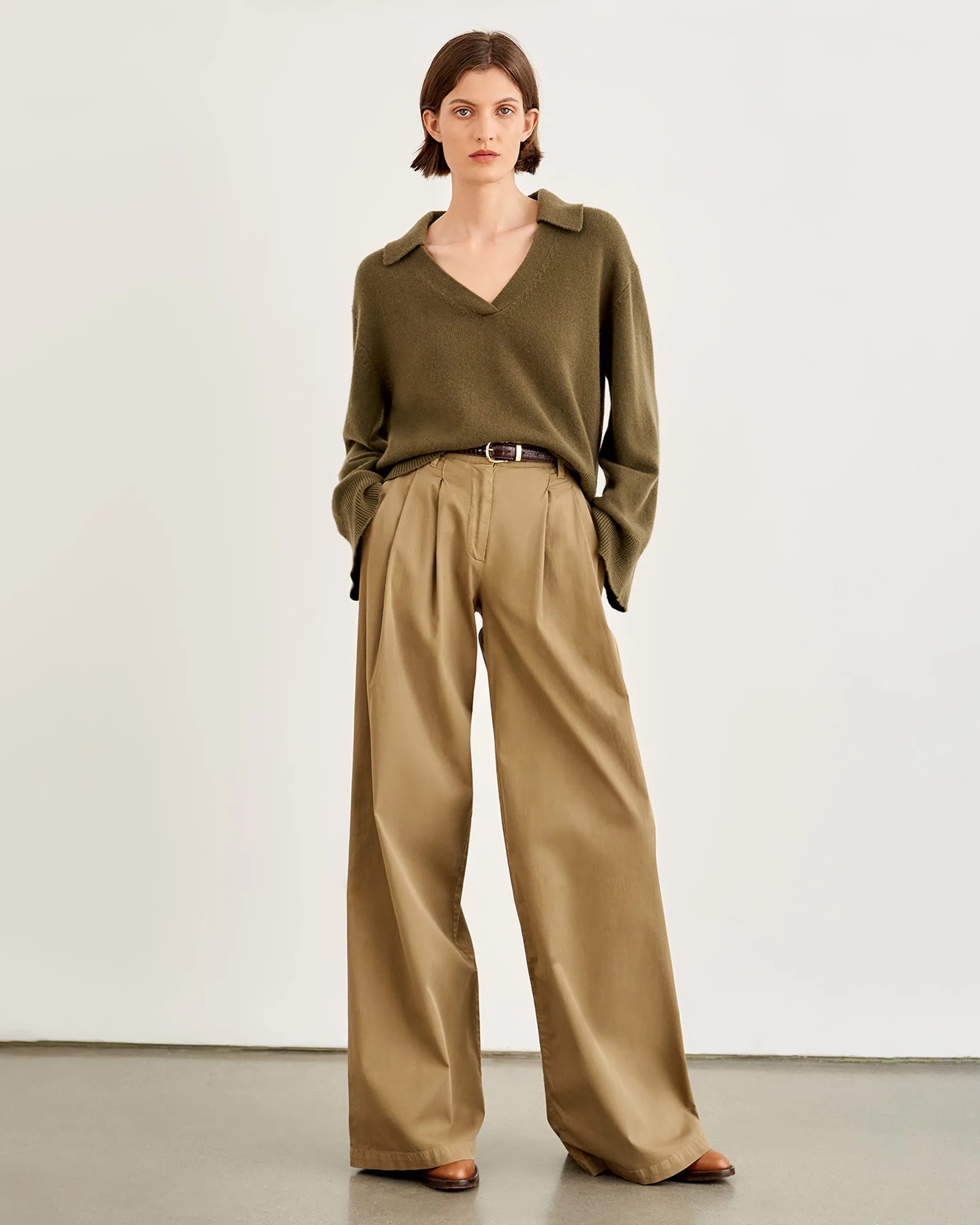 Nili Lotan Cotton Dillon Pant in Bark