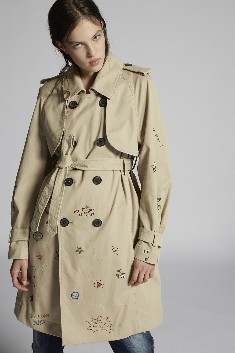 Dsquared Trench Beige Multiprinted