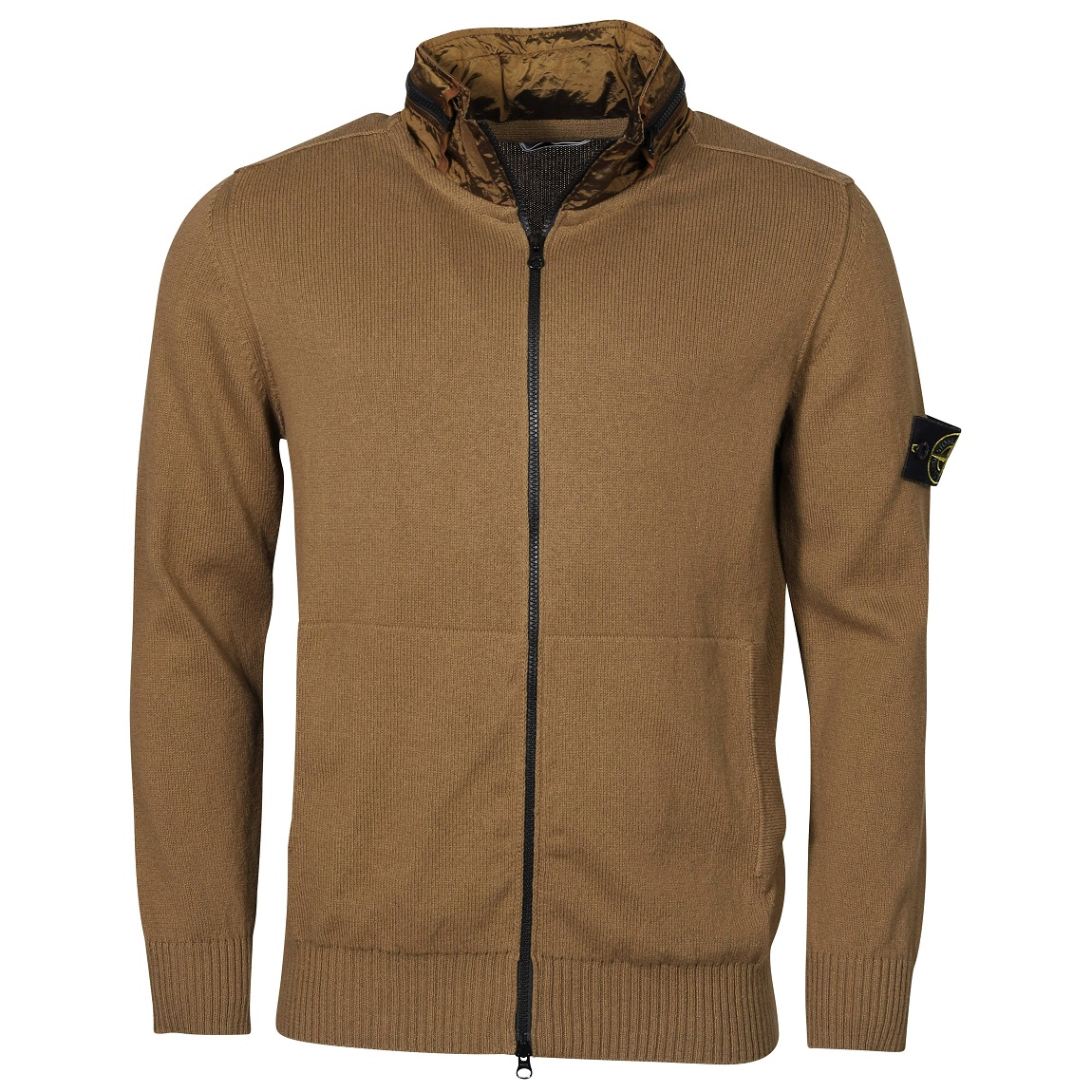 STONE ISLAND Cotton Knit Zip Jacket in Dark Beige 2XL