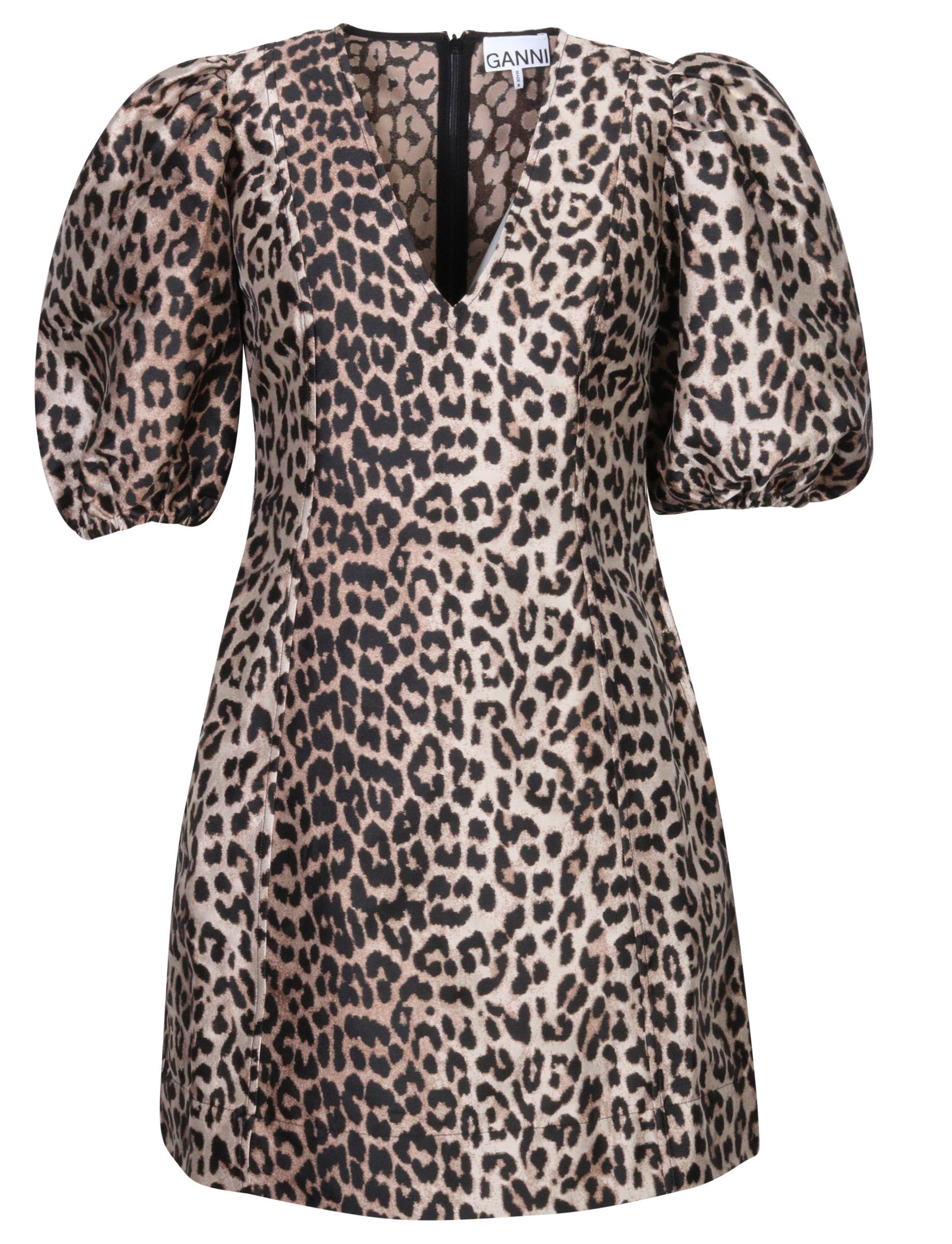 Ganni Crispy Jaquard Mini Dress Leoprint 34