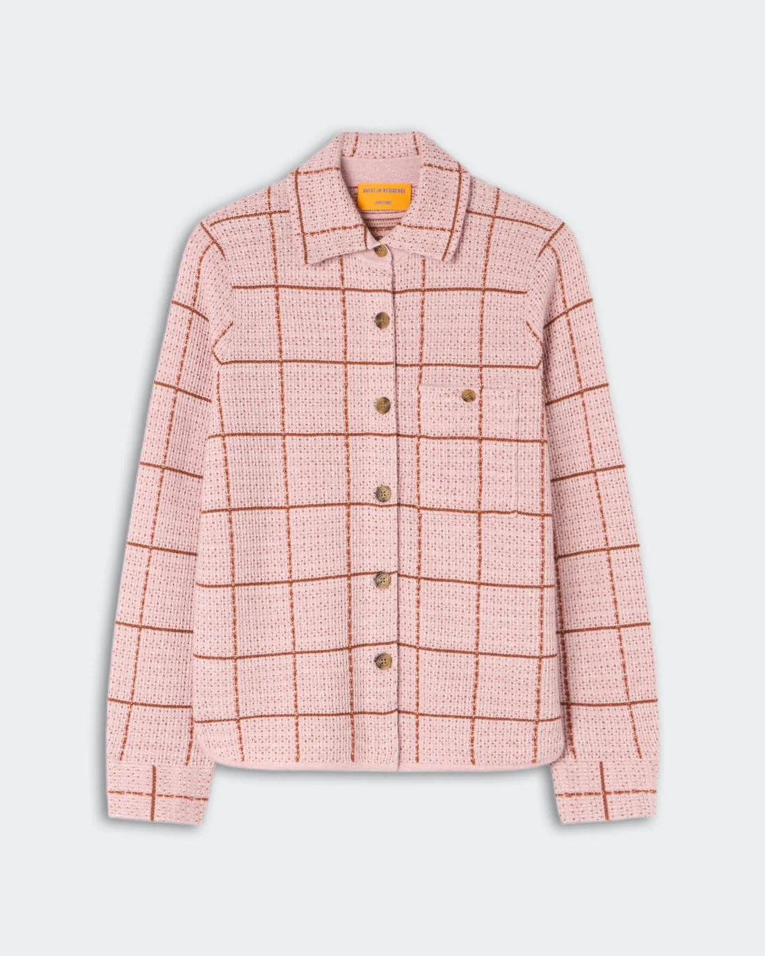 GUEST IN RESIDENCE Dylan Plaid Cashmere/Linen Shirt in Sprinkle/Burnt Sienna