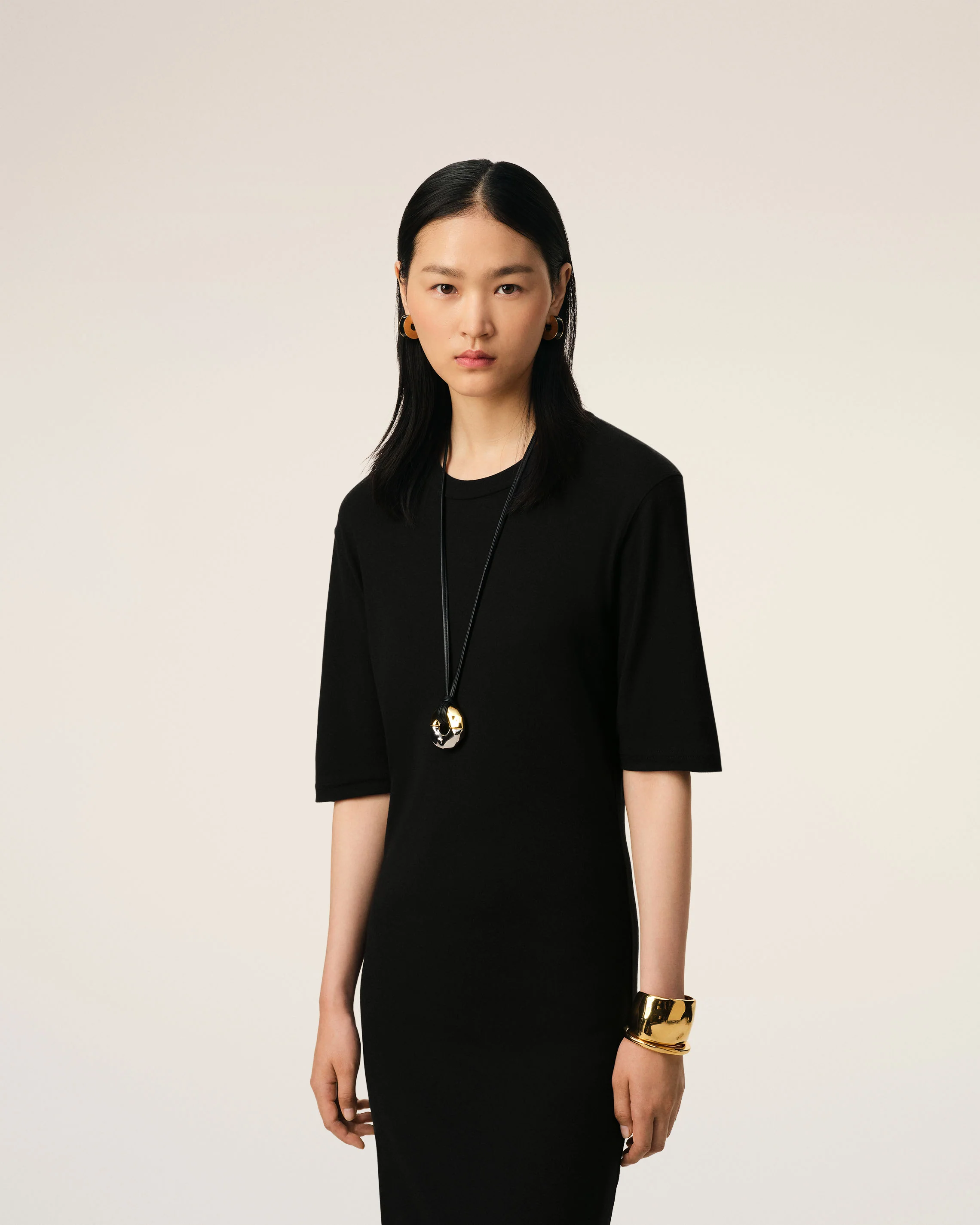 AMI PARIS Light Cotton Long Dress in Black AMI PARIS Light Cotton Long Dress in Black