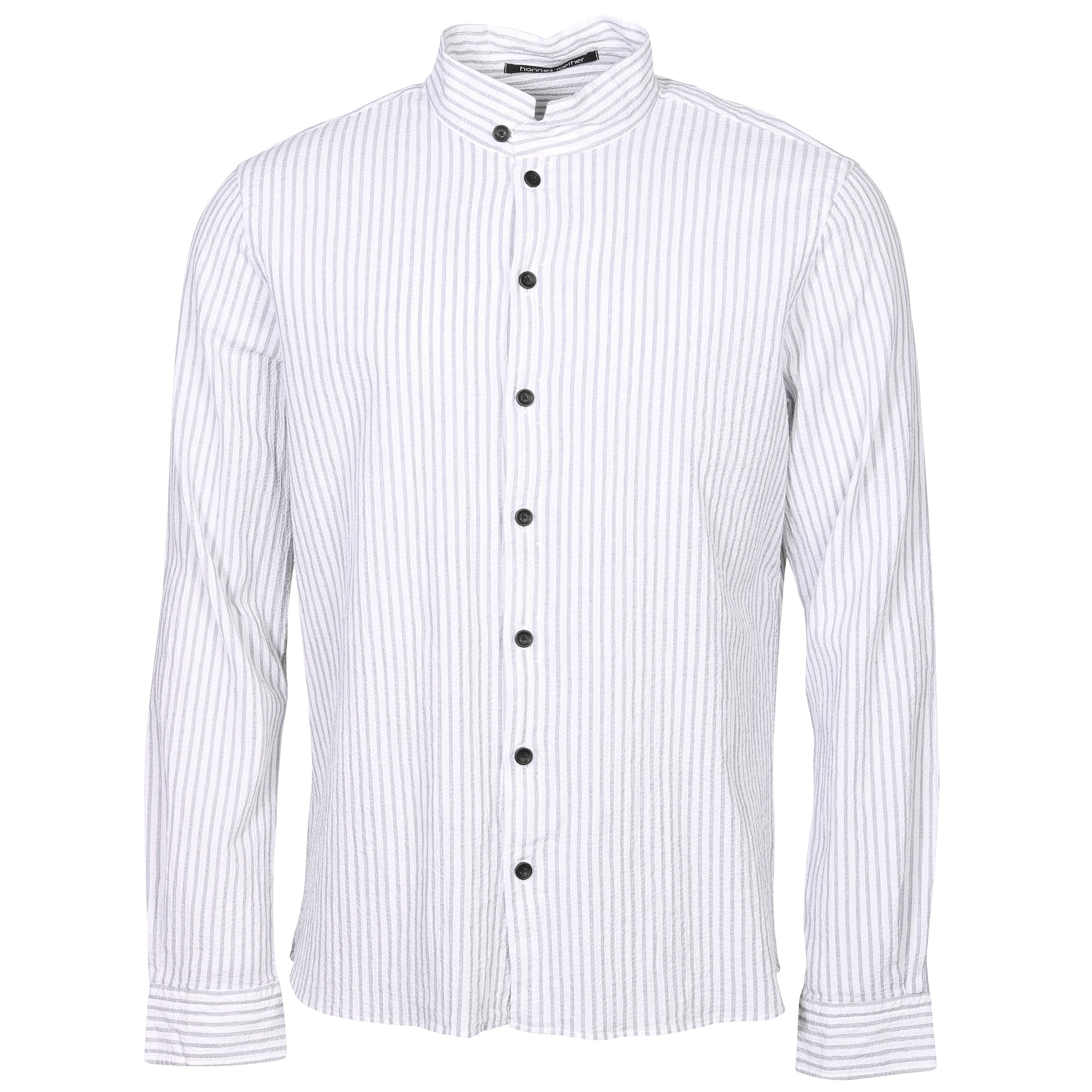 HANNES ROETHER Seersucker Shirt in Grey/White